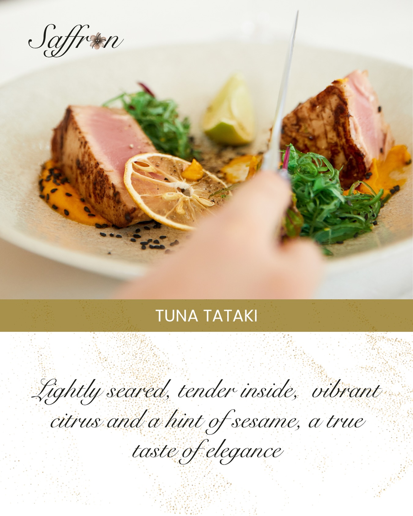 Tuna Tataki: a journey of flavors ✨
From the heart of Morocco to the heights of your journey, we specialize in bringing your greatest delights onboard and our Tuna Tataki is a perfect example.
This exquisite dish features premium-grade tuna, lightly seared to perfection, leaving the center delicately raw, silky, and tender. Infused with subtle citrus notes and finished with a whisper of soy and sesame, every bite is clean, vibrant, and deeply satisfying.
What are you waiting for to place your order?
🌍 Departing from Morocco, delivering pure indulgence.
🍽️💫
#SaffronCatering #TunaTataki #LuxuryDining #GourmetInTheSky #TasteTheJourney #MoroccoDelights #CulinaryExperience