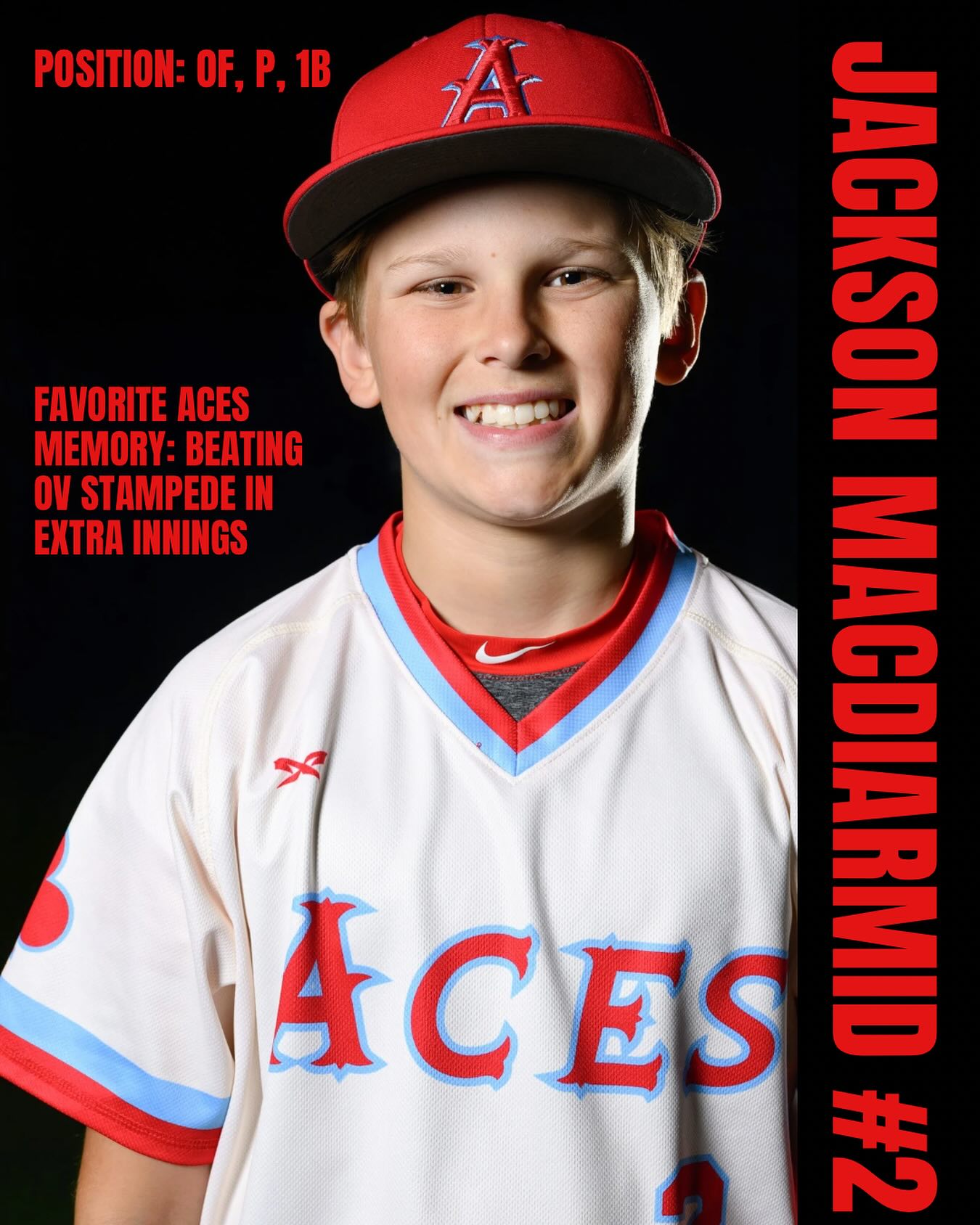ckson, an original “OG” of this Aces team, is a talented left-handed hitter with above-average bat-to-ball skills. He loves to drive the ball to the opposite gap and is very consistent at the plate—a coach’s dream. As a multi-sport athlete who also excels on the football field, Jackson can play any outfield position or first base with ease. He is also one of our go-to pitchers, showcasing his versatility and well-rounded athleticism. We look forward to watching him shine in Cooperstown, and the Aces organization wishes him the best of luck! #CountdownToCooperstown #TeamSpotlight
#12UBaseball #SupportOurTeam #acesbaseballclub