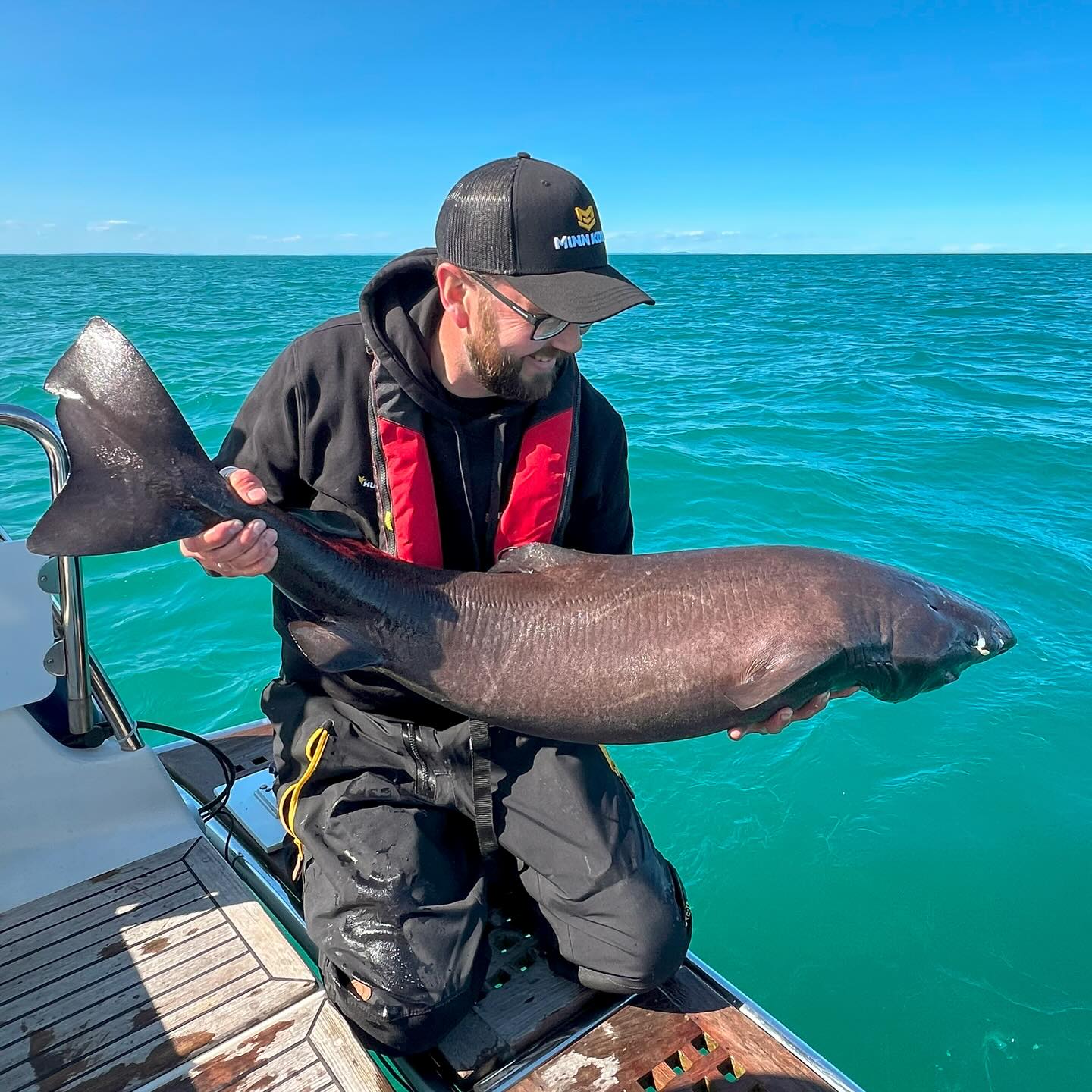 A young Greenland shark took my bait during fishing for cusk in Skagerrak this weekend. This is the smallest one I’ve caught and it was released unharmed back into the sea. 🙂🎣
.
.
.
#greenlandshark #håkjerring #deepseamonsters #deepseafishing #saltwaterfishing #humminbird #minnkota #comstedt #havfiske #havsfiske #skagerrak #seeberg