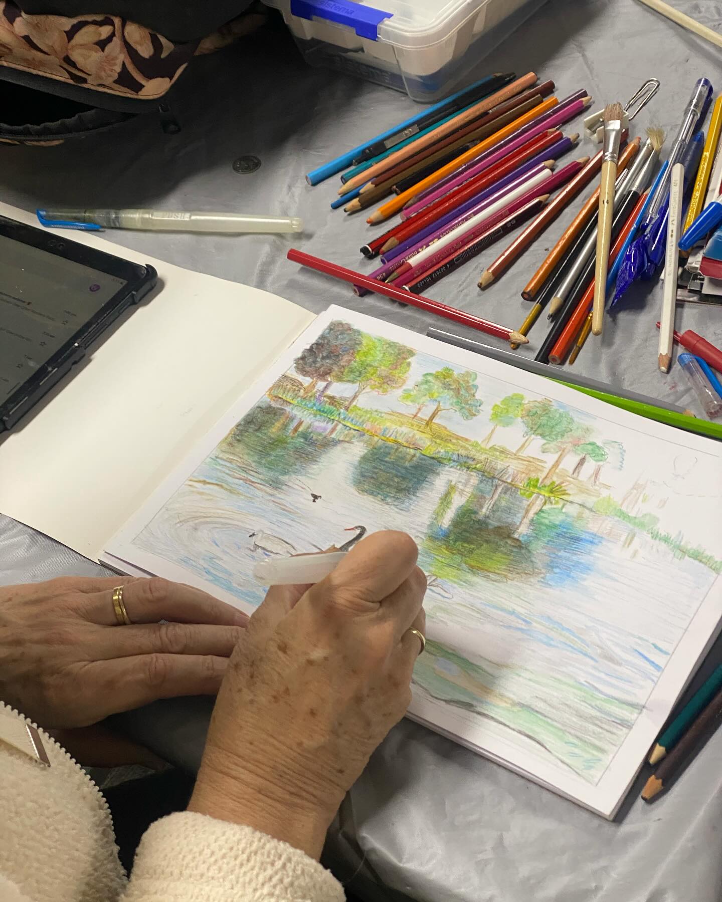 Some artists at work. At Selwyn House tonight!