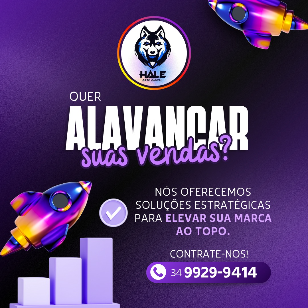 🚀 Quer alavancar suas vendas? A Agencias Hale oferece soluções estratégicas para elevar sua marca ao topo! 📈 Entre em contato: 📞 (34) 9929-9414 #marketingdigitaldigital #estratégia #crescimento #hale