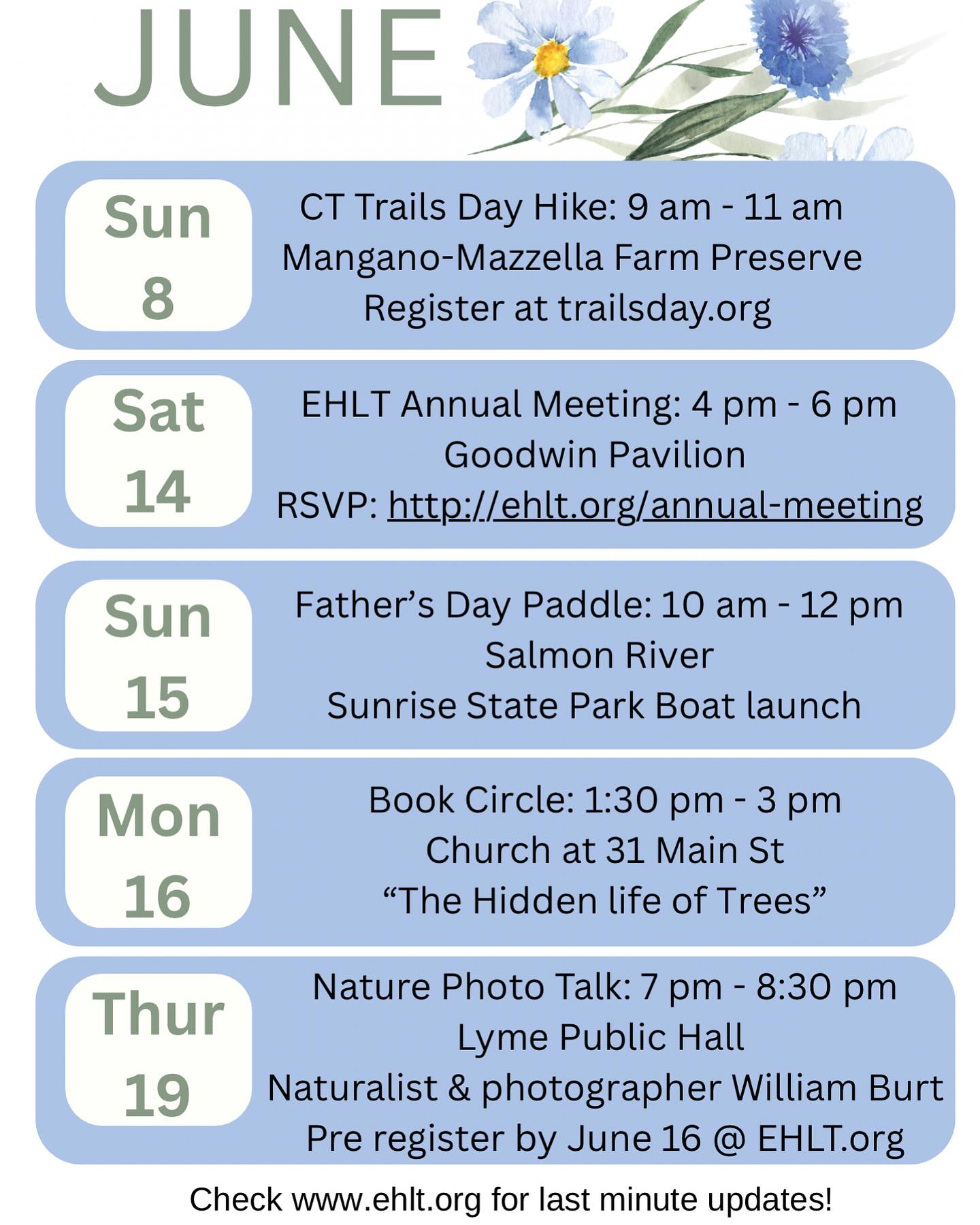 Lots of fun events this month including our annual meeting. Hope to see you at one of them!