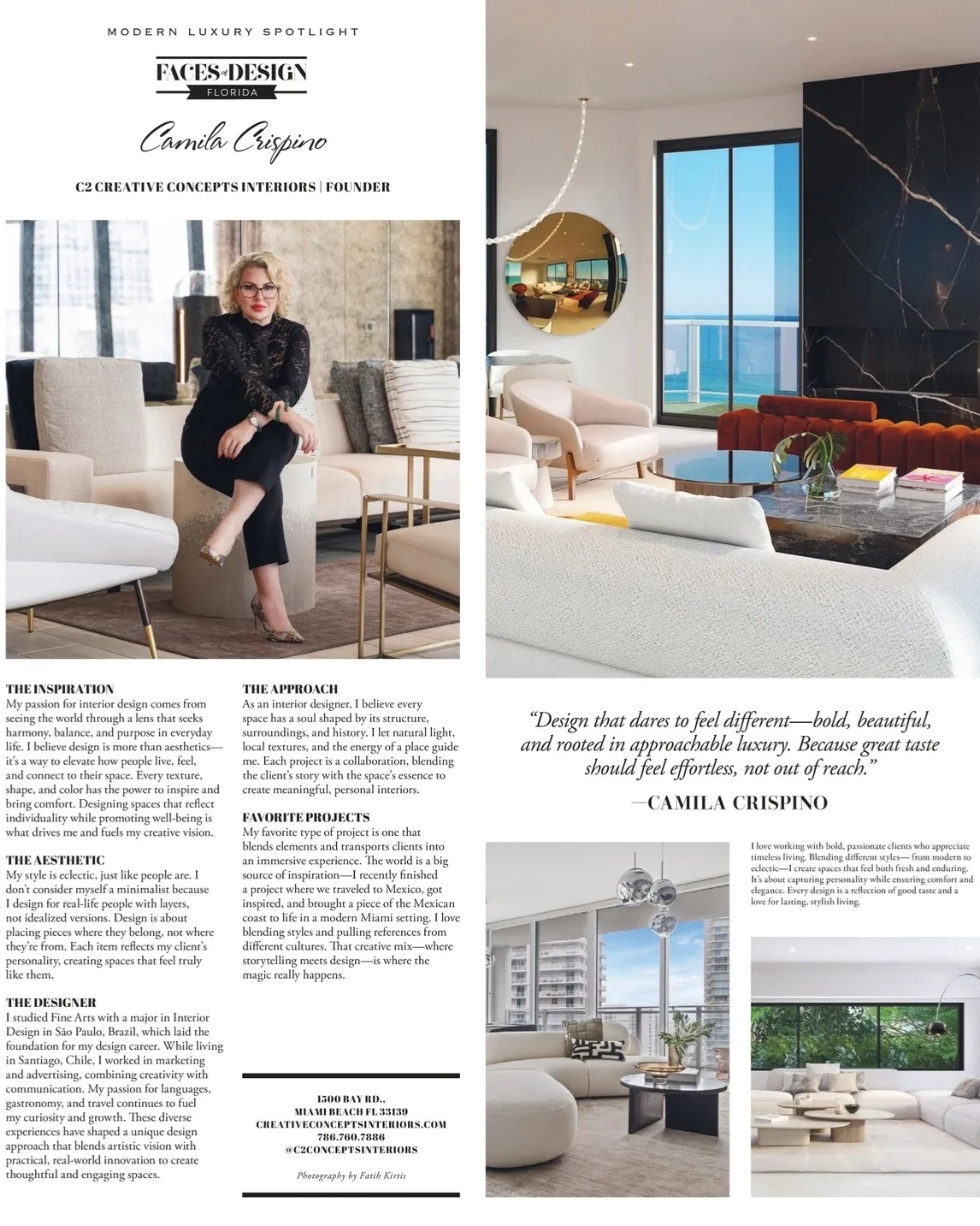 I’ve been featured in the upcoming edition of Modern Luxury Interiors' Faces of Design, among some of the most talented and inspiring designers in Miami's vibrant design scene.
To be recognized in this special issue—one that highlights the creative forces shaping the future of luxury interiors—is not only humbling, but incredibly meaningful. This edition shines a light on the passion, vision, and artistry that define our city’s design community, and I’m truly grateful to be included among such esteemed company.
Thank you to @randilocks @jessebratter @modernluxuryinteriors Miami Luxury Interiors for this beautiful recognition—it’s an honor I hold close to my heart. I can’t wait to share more with you soon!
#FacesOfDesign #ModernLuxuryInteriors #MiamiDesign #LuxuryInteriors