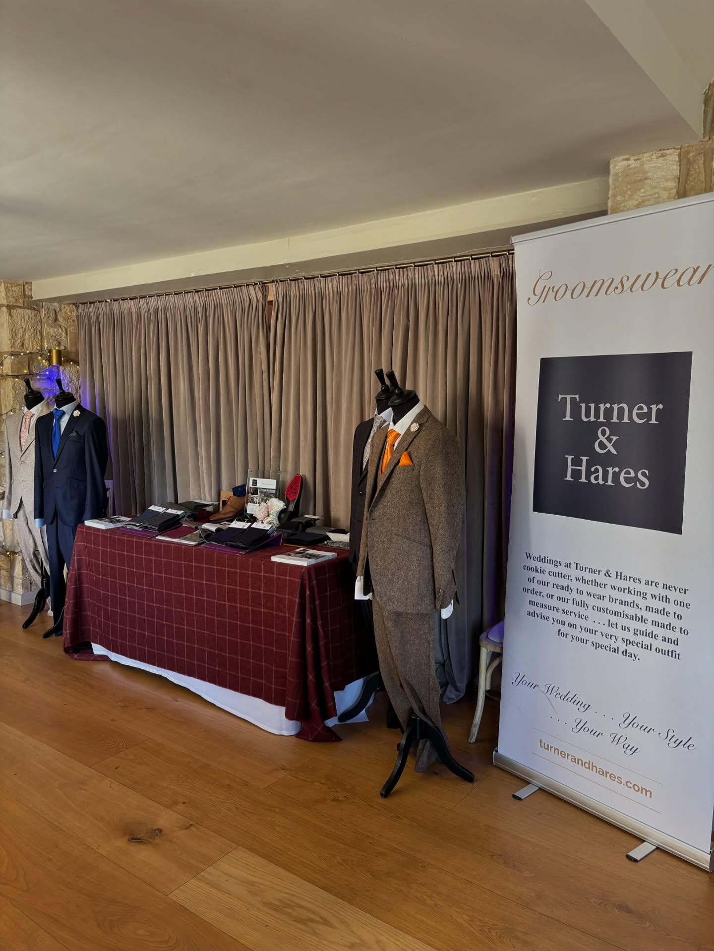 All set up at the @thefrogmill for @wowweddingshows look forward to meeting lots of couples #weddings #cotswolds #frogmill #cotswoldweddjng #groomswear