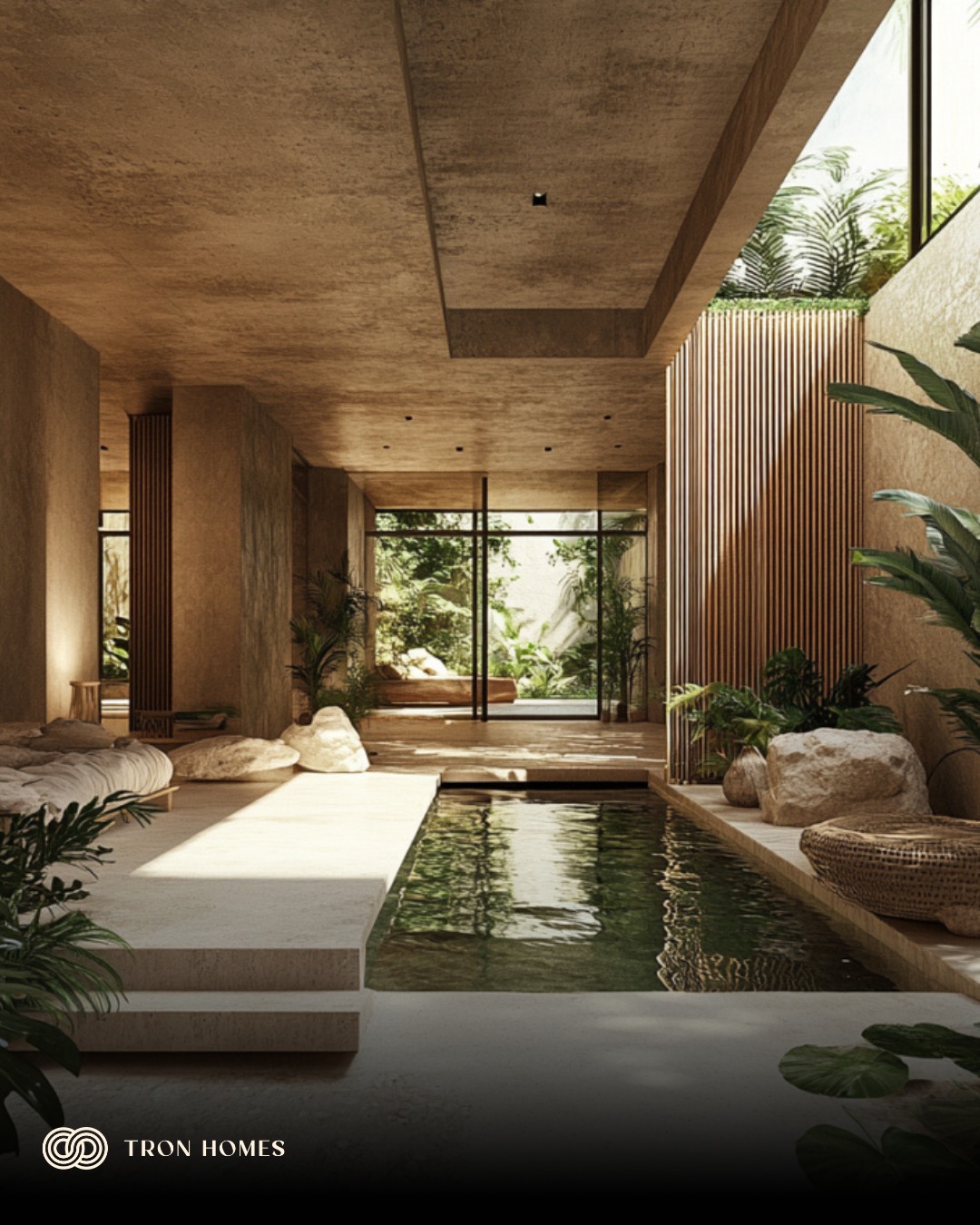 This space was designed for a client who wanted #biophilic design to be more than a buzzword.
Their brief: A space with a real connection to nature, with water as a functional part of the space.
In response, we came up with an internal courtyard anchored by a shallow pool, layered with stone, wood, and plants.
It’s a wellness-led space that calms without compromising on luxury.
Want help designing a home that's one with nature? We can help! Call 7070708331 and book a consultation.
#TronHomes #CozyLuxury #ModernLiving #DesignThatFeelsGood #TronConcepts #WarmMinimalism
#modernarchitecture #modernarchitecturedesign
