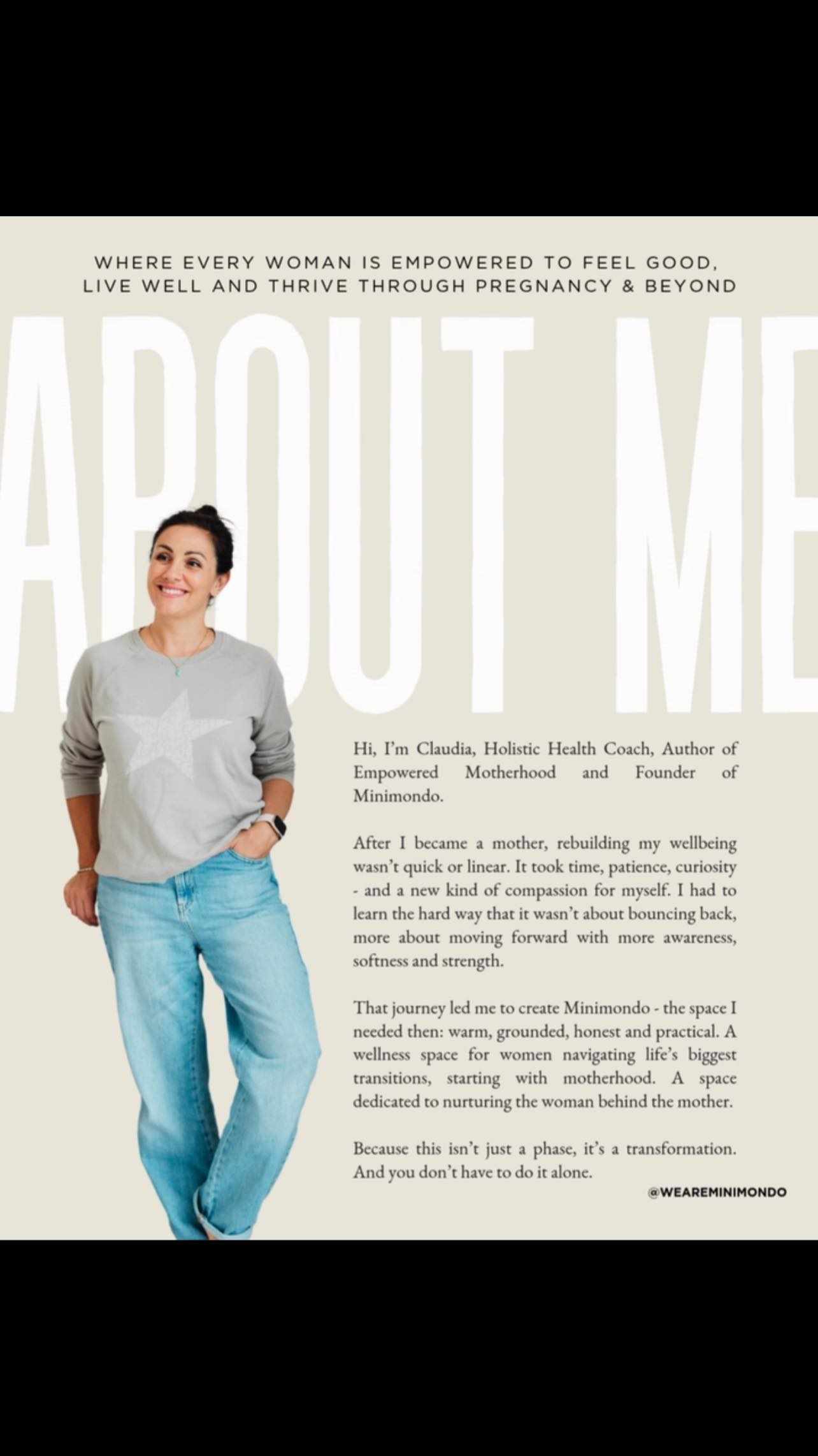 Hello! And welcome to all you lovely mamas!
When I became a mother, life shifted - but I didn’t have the words or tools to understand what I was feeling. I just knew I didn’t feel like me anymore. Later, I learned it was called matrescence — the emotional, physical and identity transformation women go through in motherhood. That one word made me feel seen again.
It took a long time (and a lot of trial and error) to rebuild my wellbeing from the inside out — not to “bounce back”, but to move forward with more compassion, clarity, and joy. Eventually, I found the language, the tools, and the support to piece things together again.
That journey became Minimondo.
Minimondo is the space I needed then: warm, grounded, honest and practical. A space dedicated to nurturing the woman behind the mother.
We offer holistic tools, expert coaching, trusted content, and a like-minded community - all designed to help you feel more like you again.
✨ If you’re a mum, sign up to the Nurture Your World wellness platform.
✨ If you’re a wellbeing expert, I’d love to collaborate.
✨ If you’re a business that wants to better support women, let’s talk.
Because this isn’t just a phase, it’s a transformation. And we don’t have to do it alone.
Thank you for being here — for joining me in building something I hope makes your motherhood journey feel a little lighter, more confident, and filled with more joy.