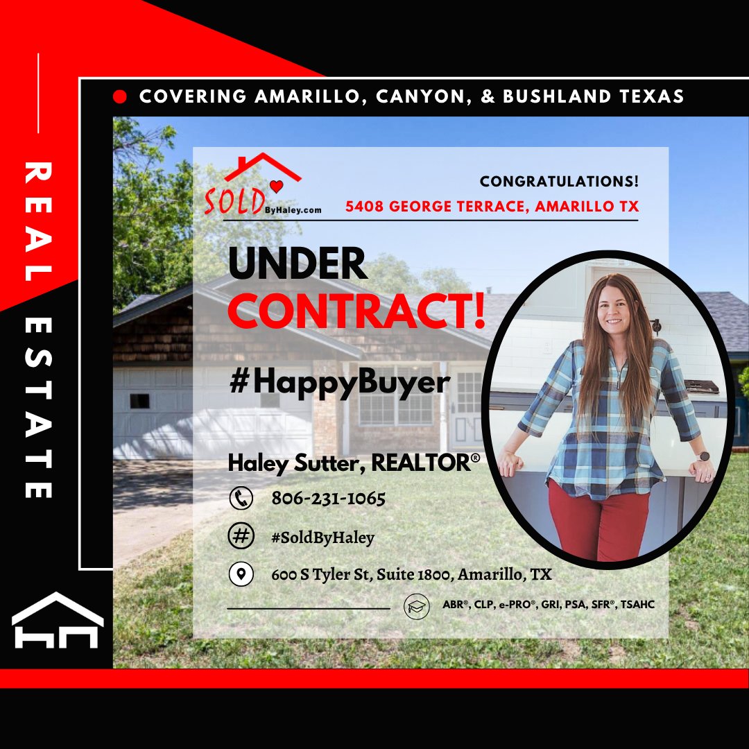 Under contract! 🏡🎉
I’m so excited for my sweet buyer — we had a limited budget to work with, but we still found a 4 bedroom home that checked all the boxes!
It’s such a good feeling when the right house comes along and everything just clicks. Even better? We get to work with one of our own awesome agents at HNR on this one, which makes it even more special. 🙌
Let’s get this one to the finish line!
#UnderContract #SoldByHaley #BuyersAgent #AmarilloRealtor #HNRfamily #YourHomeMatchMaker