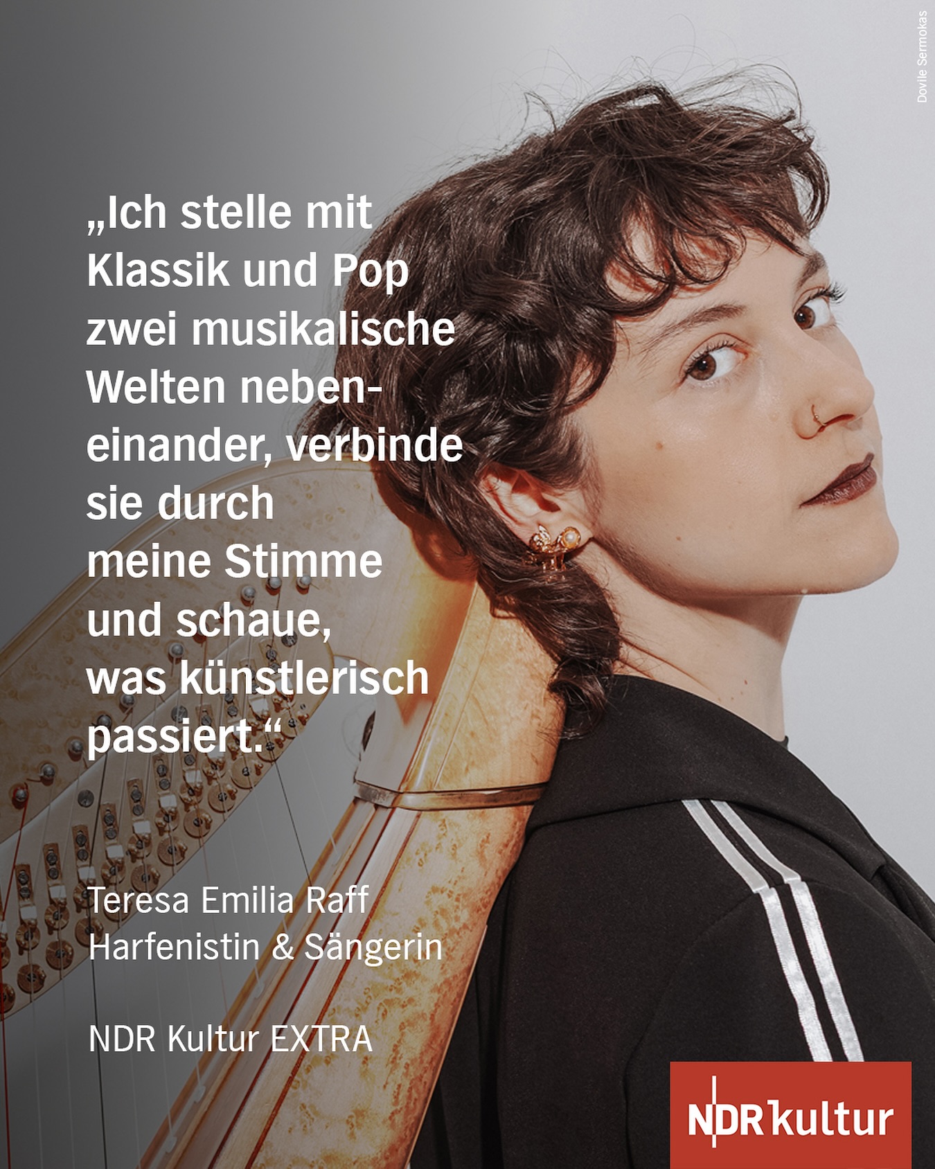 Ich freue mich sehr, diese Woche bei NDR Kultur EXTRA zu Gast zu sein! ❤️🔥 dort darf ich über meine Musik, die Harfe und das Singen sprechen und erzähle auch von meinem neuen Solo Programm „Alone with the Universe“ 🪐
Schaltet ein, ich freue mich sehr, wenn ihr zuhört!!
Die Sendung läuft am Mittwoch von 13 bis 14 Uhr live im Radioprogramm von NDR Kultur (Wiederholung 18 bis 19 Uhr). 🚀🚀🚀
Das Video kommt dann Mittwochnachmittag in die ARD Mediathek.
📸 @dovilesermokas