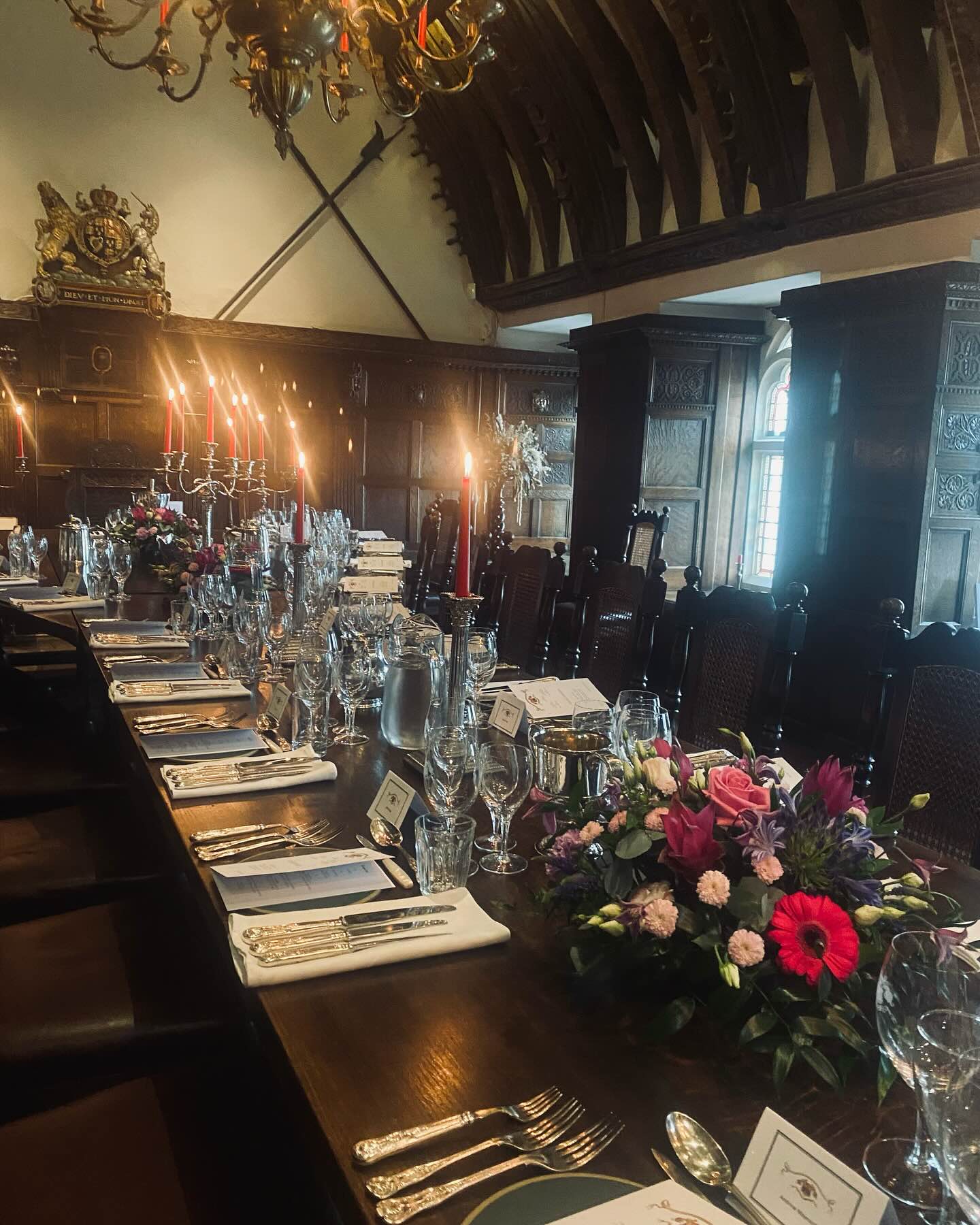 A 7 course dinner with paired wines at beautiful Tucker’s Hall. @tuckershall
#sustainablecatering #finedining #outsidecatering #finediningprivatechef #winepairing #localbusiness #familybusiness
Menu
Nicolas Feuillatte – ‘Grande Reserve’ Brut
**********
Tomato Gazpacho, basil oil
**********
Goat’s cheese spring roll, beetroot tartare, honeyed walnuts
Joseph Drouhin – Macon – Bussieres ‘Les Clos’
2023
**********
Pressed ham terrine, tarragon cream, rocket, shallot dressing
George Duboeuf – Fleurie
2016
**********
Guinea fowl supreme, sweetcorn crepe, sauteed spinach, edamame beans, Riesling sauce
Lacoste Borie – Pauillac
2013
**********
Javanese chocolate tart, homemade bourbon vanilla ice cream, raspberry coulis, hazelnut tuile
Ulysse Cazabonne – Sauternes (Blended by leading Sauterne Chateau)
2014/15/16
**********
Country Cheeses cheese selection, crackers, apple, nuts, grapes, chutney
Croft – Vintage Port
2000
**********
Coffee & Petit Fours
Hine Cognac
1981