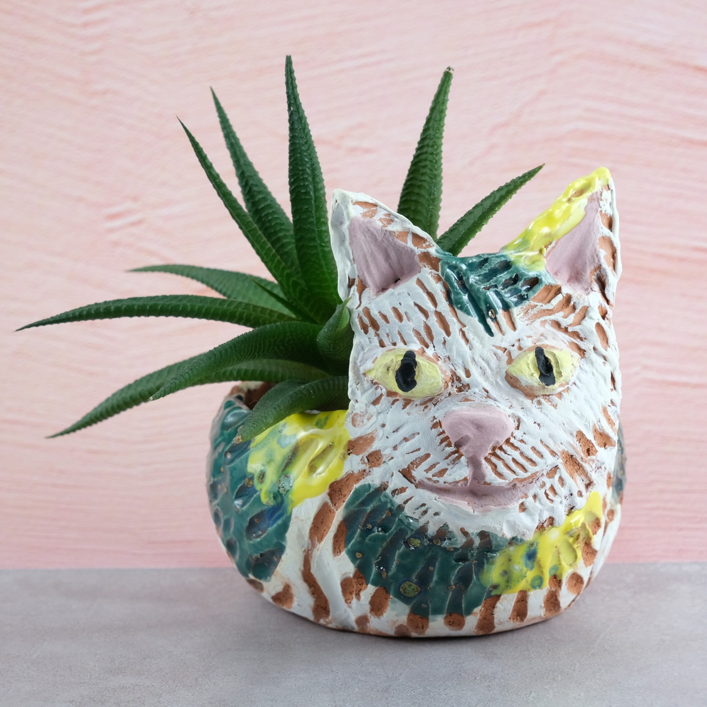 Josie and her kittens are feline good and ready for summer!
Now available in my online shop https://www.amiesell.com/shop
Purrfect for succulents or cacti, these pots are a great gift for the cat lover in your life. Kittens are $32, Josie is $64