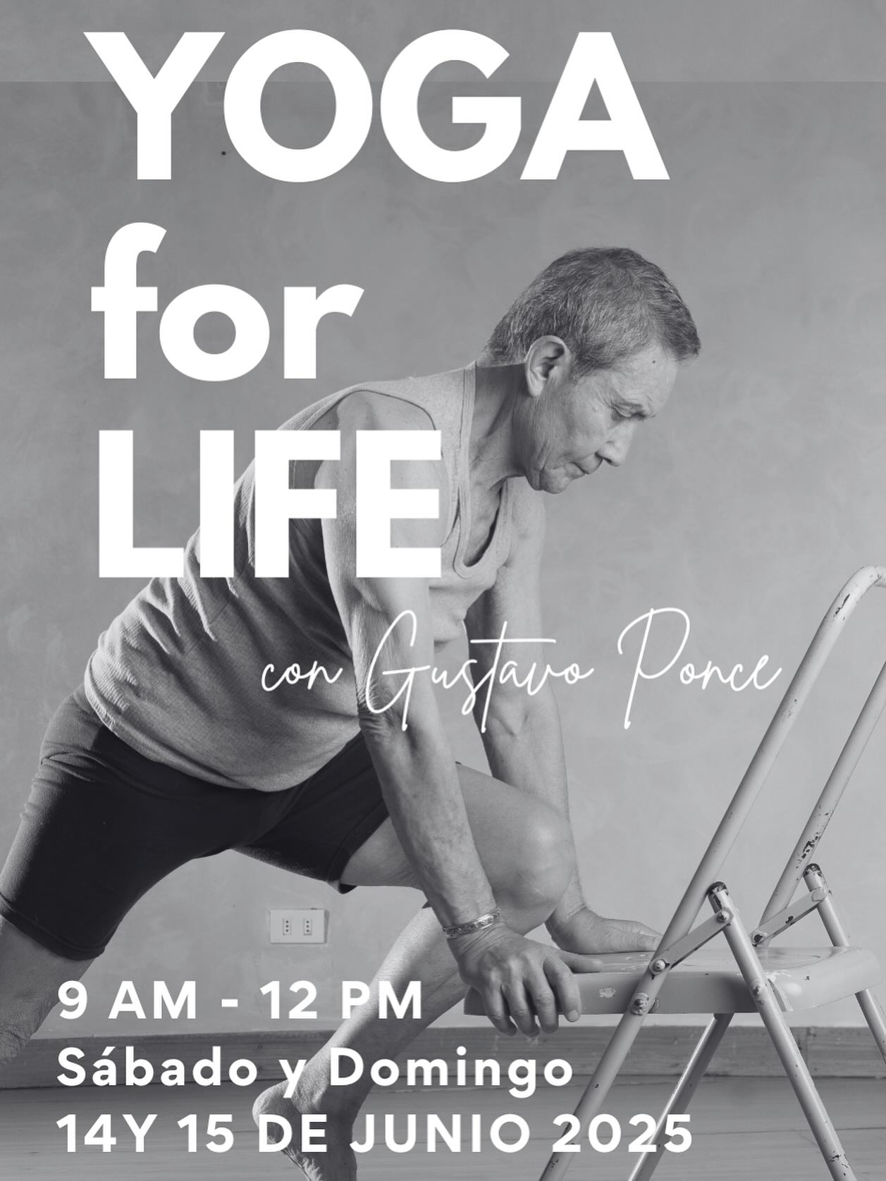 ✨🌸✨Taller de “Yoga for Life”✨🌸✨
Celebra con nosotros la trayectoria y legado de @yogashala_chile y @gustavo_ponce_yogashala
📅SÁBADO 14 y DOMINGO 15 JUNIO
⌚️9am -12 pm
💵 $60.000 2 días / $40.000 1 día
Marne 2918, Las Condes @yogashala_chile
💫“Yoga for Life” es un método de yoga creado por Gustavo Ponce, pionero del yoga en América Latina. Este enfoque busca mantener el cuerpo fuerte, móvil y flexible a cualquier edad con bajo esfuerzo, usando una silla, calistenia, respiración consciente. En tan solo 1 hora activas absolutamente todo el cuerpo 🙌🏼 y no necesitas experiencia previa.
Este taller esta diseñado para quienes quieren aprender la secuencia para hacerla en casa: 6 horas de práctica sería suficiente para empezar tu propia rutina y cambiar tu vida para mejor 🩵