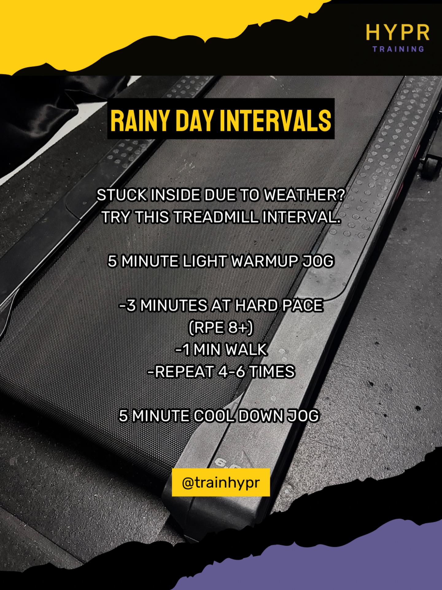 Treadmill interval to try! Pick a speed that’s difficult but manageable for each 3 minute interval. It should get a little harder each time to keep the pace, and by the last round there should be a strong mental push to not slow down the speed or hop off the treadmill.
.
Try it out and let me know how you feel after!
.
.
.
.
#racetraining #enduranceracing #endurancetraining #hybridtraining #treadmill #running #runner #runnersofinstagram #hyprtraining #trainhypr