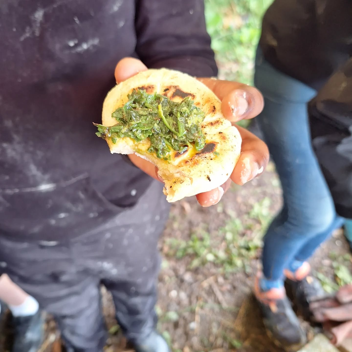 Lovely to be back this term with Y6.
Ironically after all that sunshine it totally tipped it down.
Summer rain is a beautiful thing.
We had shelter, flat breads on the fire & home made herby pesto picked from the allotment.
The grass is so high when we played a hiding game I couldn't find any of them!
#outdoorlearning #cookingwithkids #summerrain
#natureconection