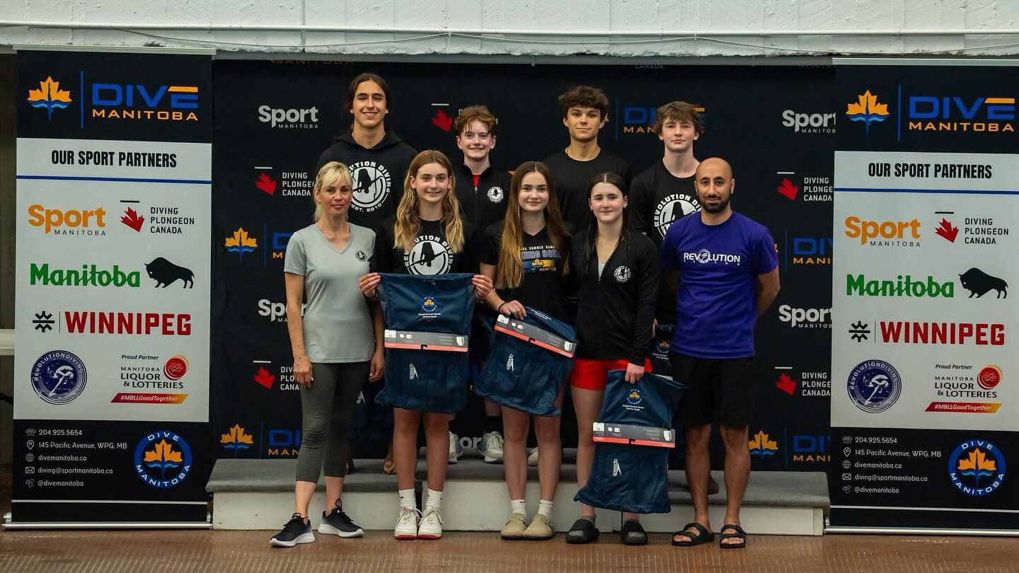 Exciting News! 📣🦬
Dive Manitoba is proud to announce our Team Manitoba Diving roster for the 2025 Canada Summer Games in St. John’s, Newfoundland and Labrador!
Front row:
Svitlana Serbina (coach)
Mila Mortele (athlete)
Evey Hedges (athlete)
Corydon Wolfe (athlete)
Ilya Yunanov (coach)
Back row:
Tomas Moreno (athlete)
Gabriel Brombach (athlete)
Vlad Tiaglei (athlete)
Nic Landry (athlete)