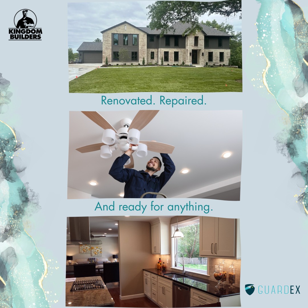 A fan that works. A kitchen that wows. A house that holds it all together. With @kingdombuildersllc and GuardEx, your space isn’t just taken care of, it’s leveled up. #RenovatedRepairedReady #KingdomBuilders #GuardEx