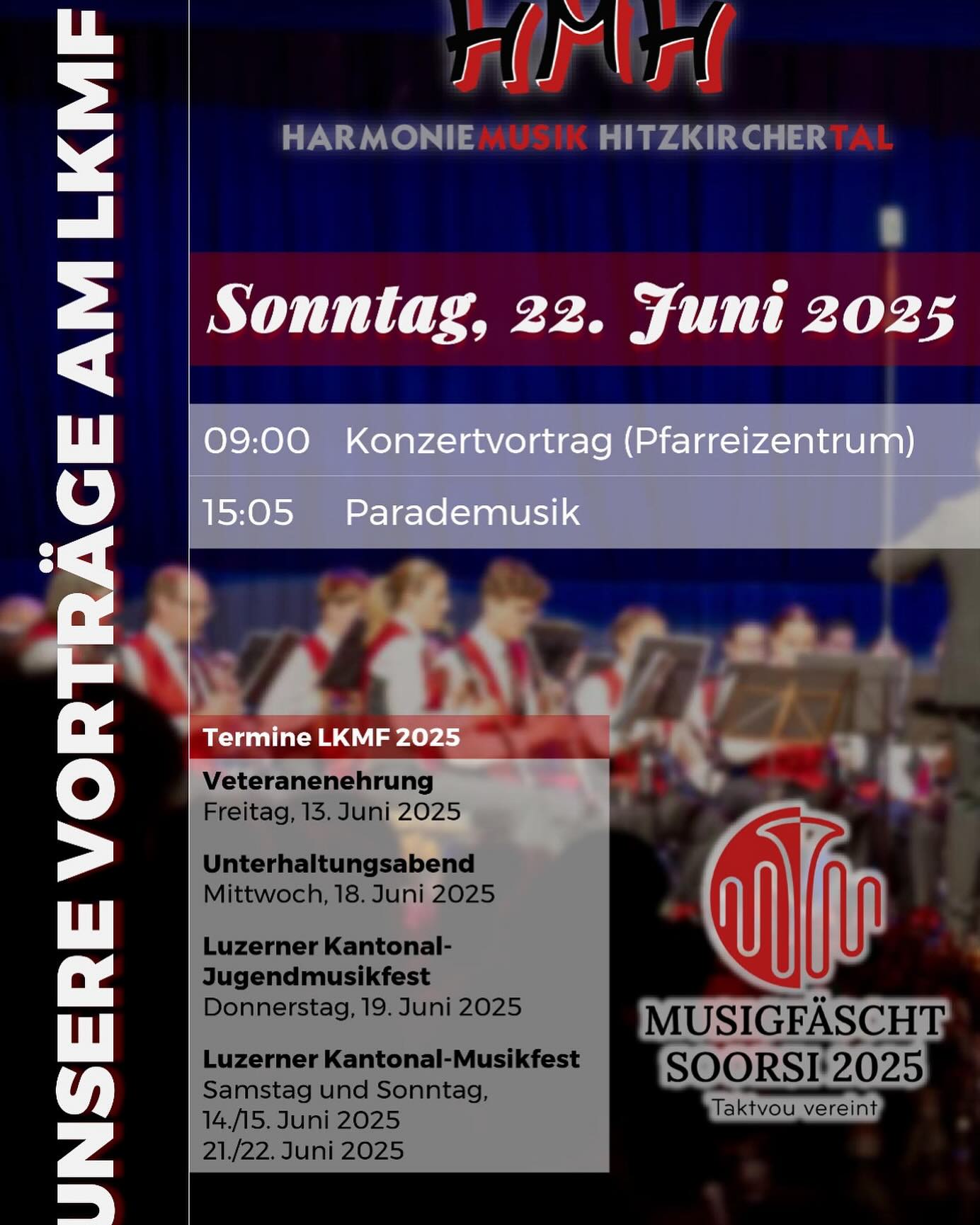 Unsere Vorträge am Musikfest Sursee 2025 🎶
@soorsi2025
Wir freuen uns auf deine Unterstützung! 🫶🏼
#hmh #harmoniemusikhitzkirchertal #soorsi2025 #vorträge #parademusik