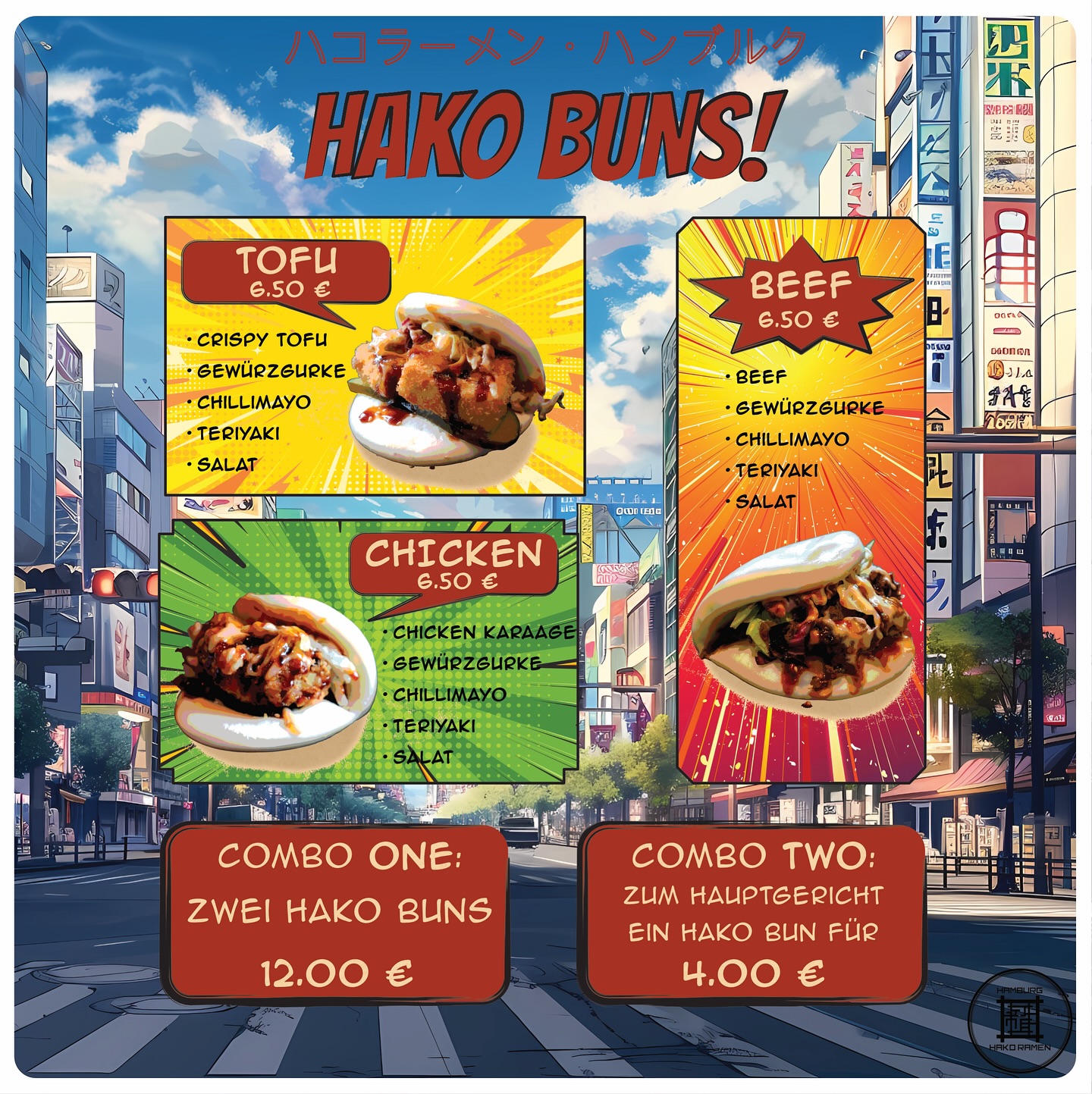 Neu bei Hako Ramen! 🔥🥢
Fluffig. Saftig. Unwiderstehlich – unsere brandneuen Hako Buns sind da!
👉 Wähle deine Lieblingsfüllung:
🥦 Tofu – crispy & vegan
🍗 Chicken Karaage – knusprig & würzig
🥩 Beef – zart & voll Umami
💥 Hol dir unsere Combos:
Combo 1 – 2 Hako Buns für 12 €
Combo 2 – 1 Hako Bun zum Hauptgericht für nur 4 €
🗓️ Special Week:
Von 02.06.25 bis 08.06.25 gibt’s zu jedem Hauptgericht 1 Hako Bun für 2€ zum Probieren! 🎉
Nur bei Hako Ramen Hamburg – jetzt testen & deinen Favoriten finden!
#HakoRamen #HakoBuns #BaoLove #HamburgEats #NeuImMenü #PromoWeek #TofuVsBeef