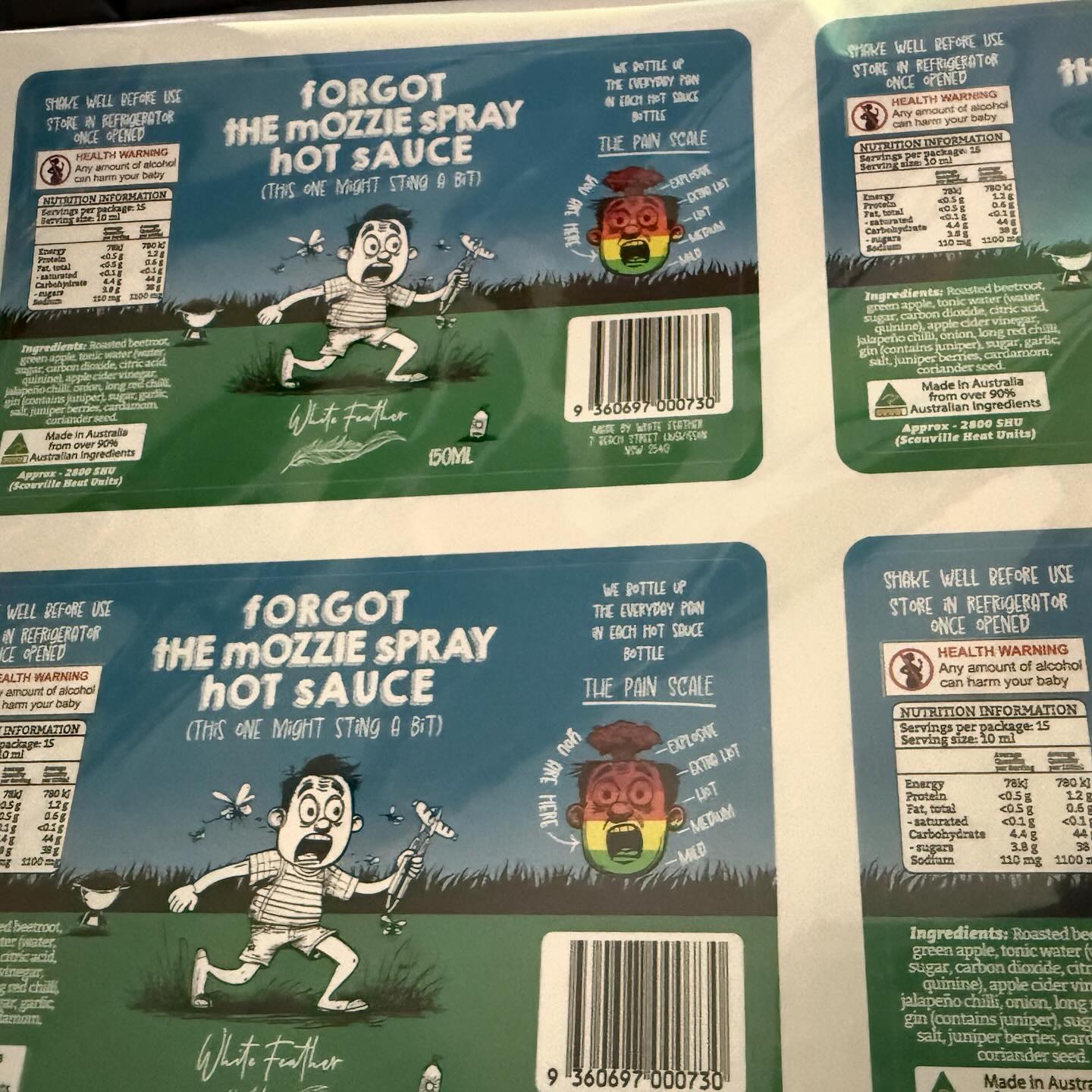 Label delivery day is always a great day! @brightstarprints always come through with the goods and @harlixdash.studio with the vision of our poor in pain mate Trev! Beetroot, Apple, jalapeno, @hold_fast_distillery gin and tonic hot sauce! Debut at Viking Festival this weekend!