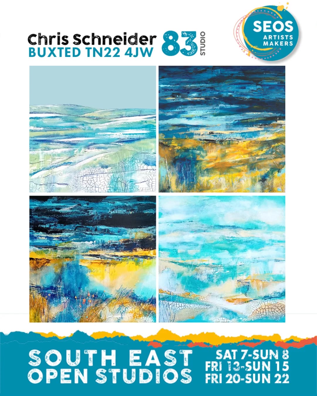 This weekend is the last opportunity to visit my SEOS Artist House in Buxted. Along with my work, I'll be joined by photographer @jan.beesley and jeweller @jayne_luscombe
There will be tea and cake on sale to raise money for charity.
Studio 83: Tarnhurst, Buxted TN22 4JW
Dates: Fri 20 - Sun 22 June
Time: 11am - 5pm
@unoseaford
@southdownsartists
@seopenstudios
@sussexcontemporary
#sussexartist #sussexhandmadeuk #southdownartists #uckfield #sussexart
x