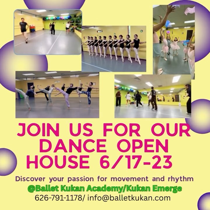Ballet Kukan's Open House is here! Bring your family and friends!! Enjoy watching the dance moments!