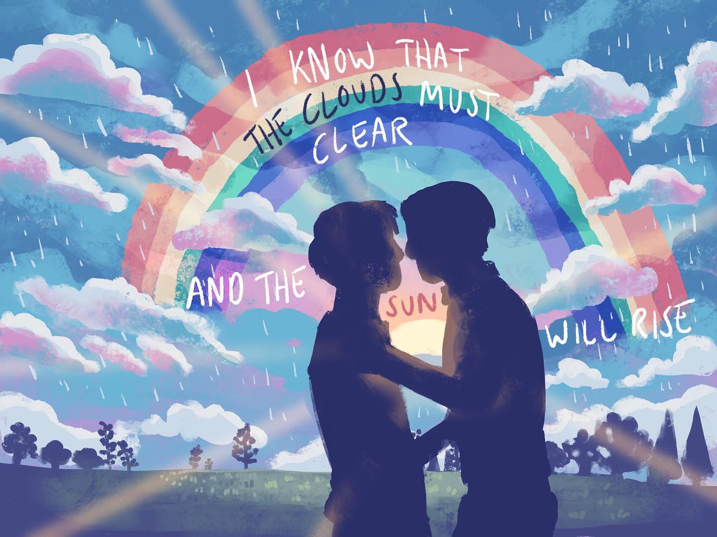 Pride 2025
I know Pride this year is a bit overshadowed by some serious attacks on LGBT+ rights, especially for trans people, but I wanted to make something hopeful amidst the doom and gloom of it all. To any queer people affected by this: try to hold on. We have more allies now than any gay or trans person in history ever had. We aren’t going to be erased or disappear again.
The lyrics are from ‘Endless Night’ (from the stage show of The Lion King) and they felt appropriate for this piece. I don’t often put text in my illustrations but it actually completes the composition in this case.
Be gay, happy pride, and make cool art.
#pride #pride2025 #gayart #transart #gay #transgender #queer #queerart #rainbow