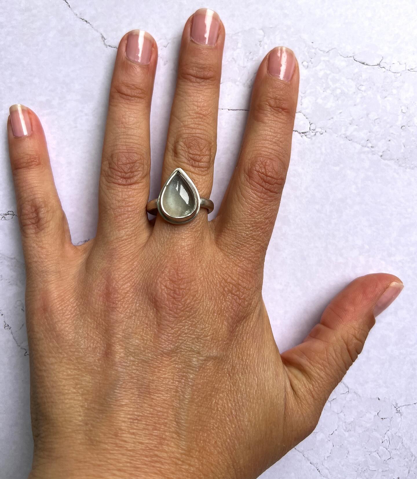 Pear Shaped Aquamarine Ring #amycashjewelry #handmade #ring #aquamarine #jewelry