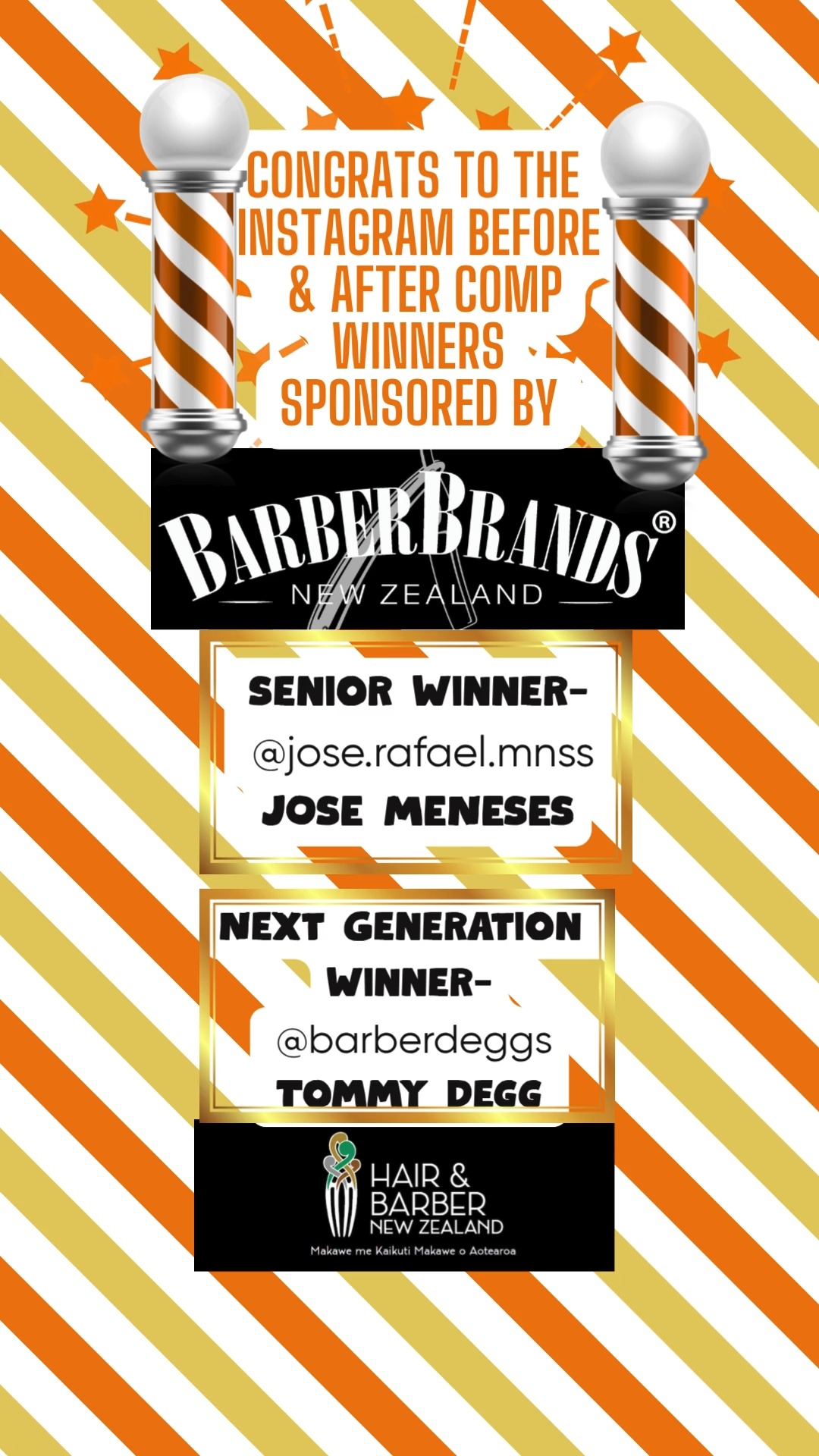 Congratulations to the Winners of the Hair & Barber New Zealand May instagram Barber Before and After Competition! Tommy Degg and Jose Meneses- You're both number One! Prize packs sponsored by Barber Brands New Zealand are on their way.
Link in bio
#barberbrandsnewzealand #queenstownbarbers #wellingtonbarbers #chchbarber #nzbarbershop #aucklandbarber #nzbarbers #wellingtonbarber #hamiltonbarbershop #supportlocalnzbusiness #haircarenz #nzbarber #2025hbnzinstacomps @barberdeggs @jose.rafael.mnss