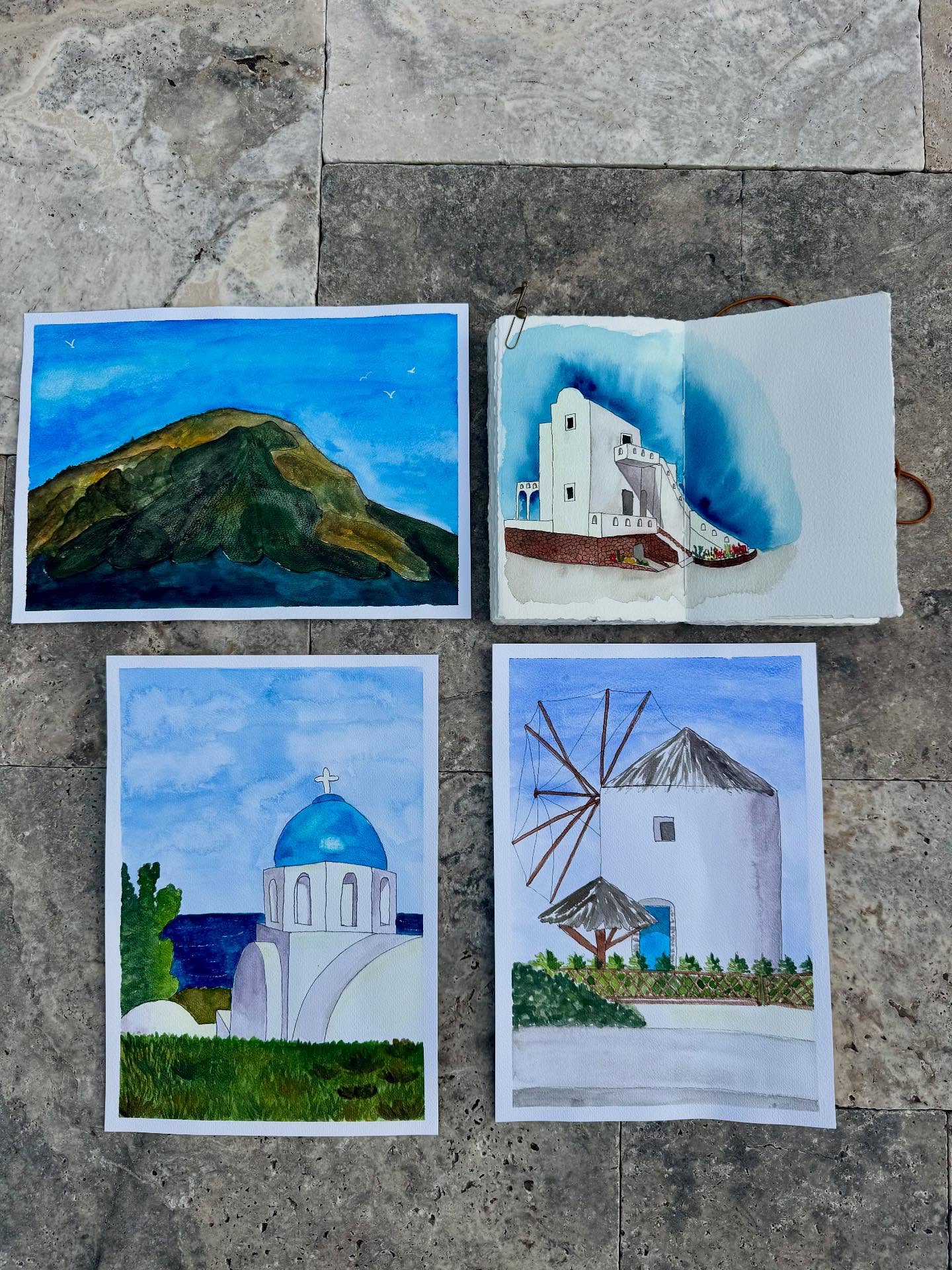 Couple of my #watercolor pieces from my trip to Greece!
#travel #guildofcharlotteartists #art #santorini