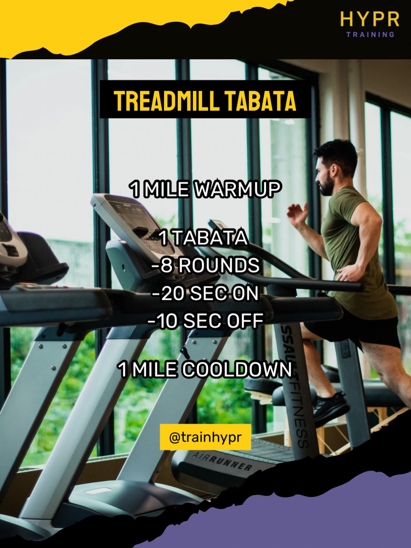 Treadmill workout since east coast weather has been all rain!
.
1 mile warmup.
1 tabata
1 mile cooldown
.
Warmup should be a nice easy ish pace maybe finishing in zone 3.
Tabata should be HARD! Max out that treadmill! 20 sec sprint then hop off for 10 seconds. Repeat 8 times (4 total minutes)
.
Cooldown mile nice and easy.
.
.
.
.
.
.
#tabata #hiitworkout #hybridtraining #dekafittraining #hyroxtraining