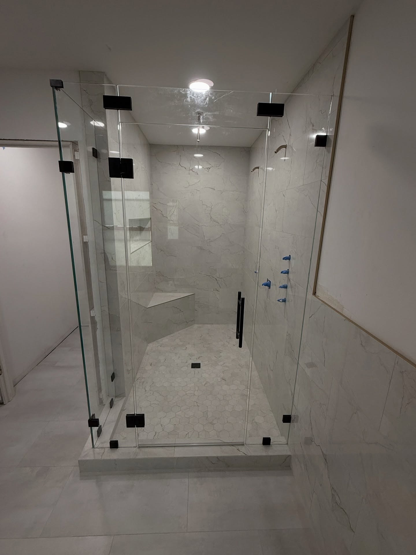 Wrapped up this tile job for a fellow contractor’s master bath project. We’re always here to support other pros when they need a reliable hand with specialized trades. Teamwork makes the dream work!”
