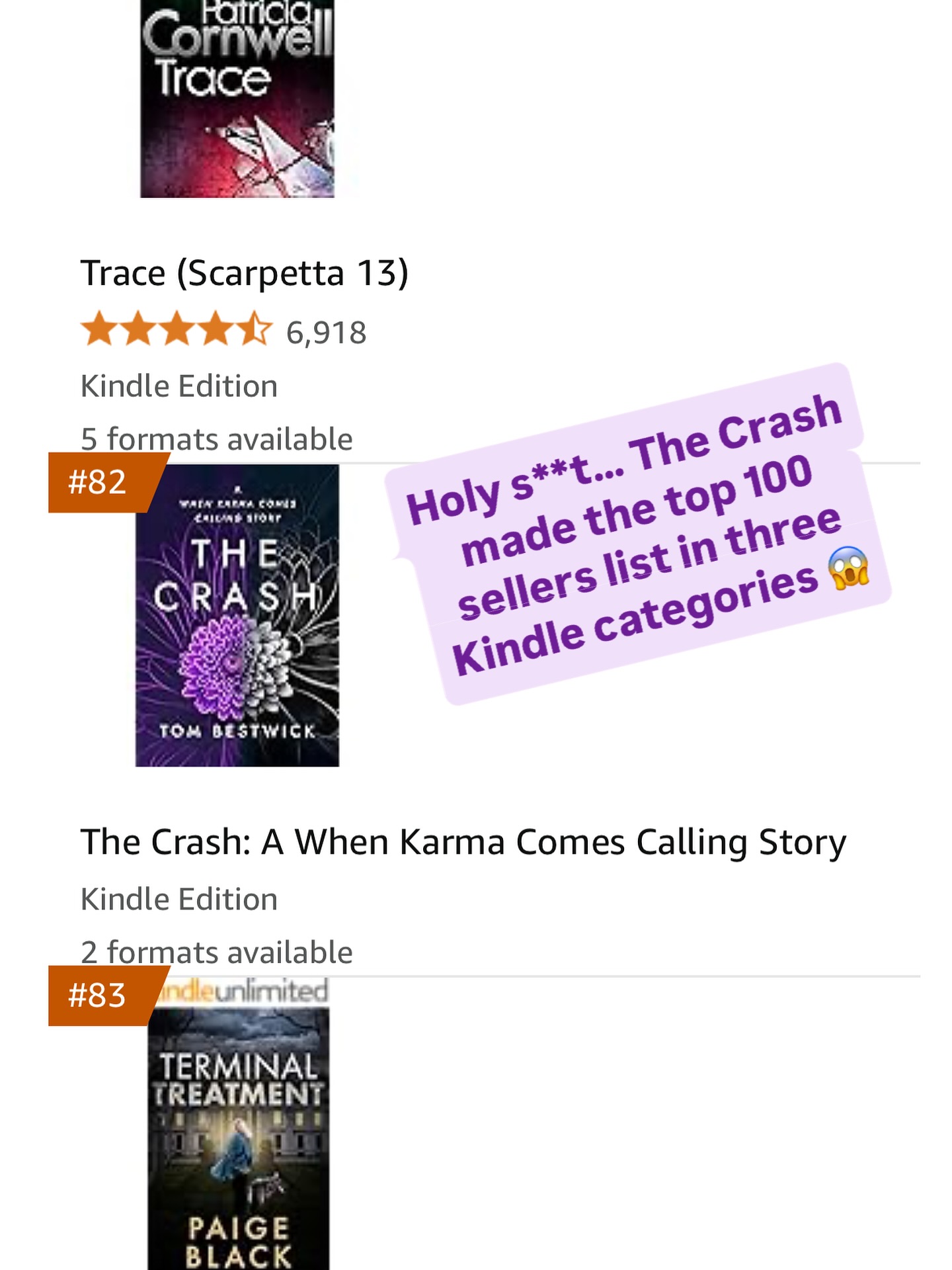 I donāt know how long this will last for.
I donāt care either.
Having been on the edges of the Amazon best sellers list for several categories over the weekend, The Crash is now OFFICIALLY an Amazon best seller for medical thrillers and womenās short stories š¤Æ
Thank you to everyone who has picked up a copy. I canāt tell you how much this means to me.
#authorsofig #writerlife #authorlife #writerscorner #writerslife #writerssociety #writersonig #writersfollowwriters #authorcommunity #fictionwriter #bookcoverdesign
