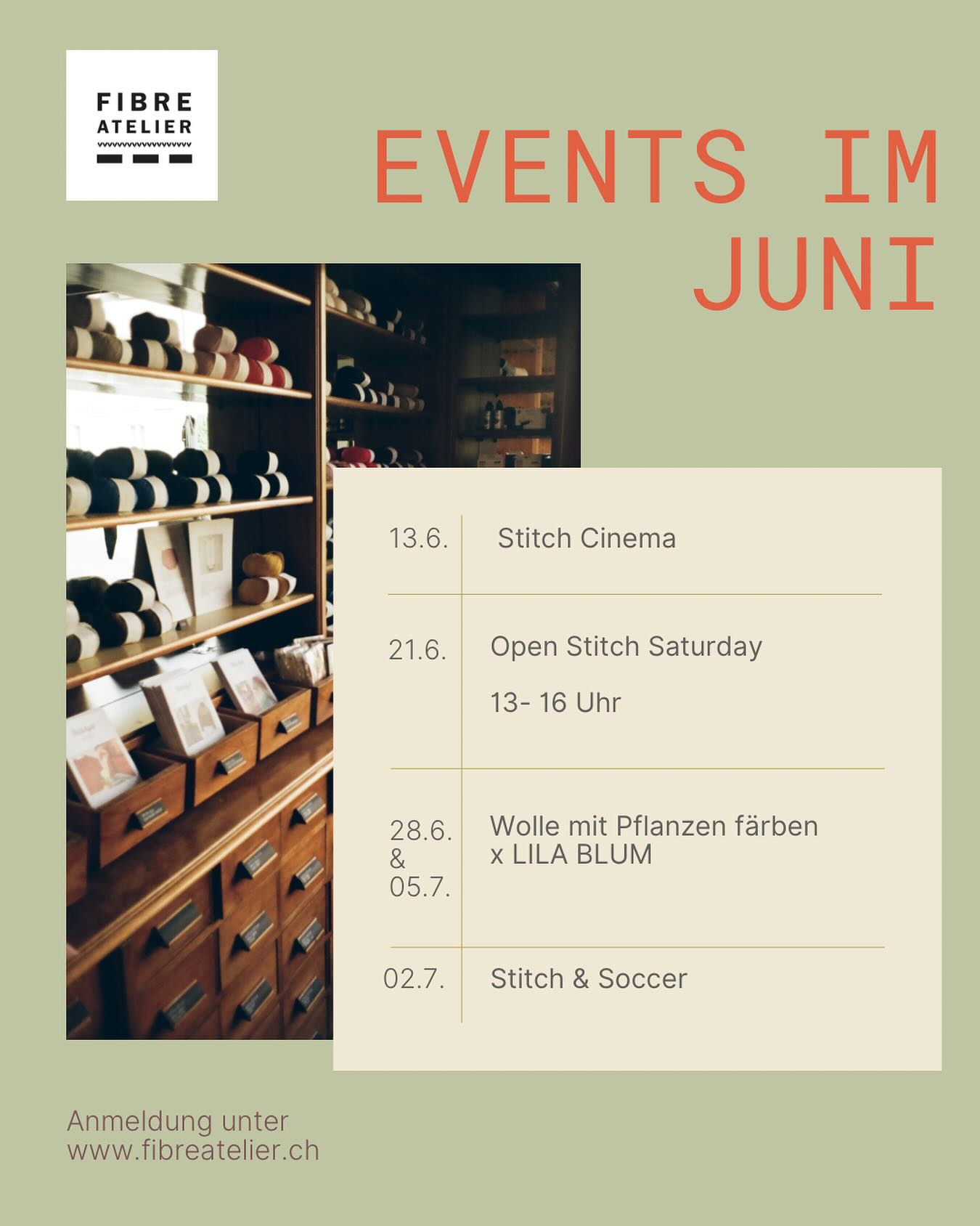 Die erste Juni Woche verging wie im Flug. Noch ohne Events, wenn der Majo Hype nicht dazugezählt wird.
Deshalb kommt der Juni Plan gerade noch rechtzeitig.
Es warten einige tolle Events, inkl. einer kleinen Ankündigung für den Juli.
Ihr könnt euch noch für alle Events anmelden.
Freue mich auf euch und all die tollen Begegnungen😊.
#fibreatelier
#fibreatelierevents
#fibreatelierkurs
#stitchcinema