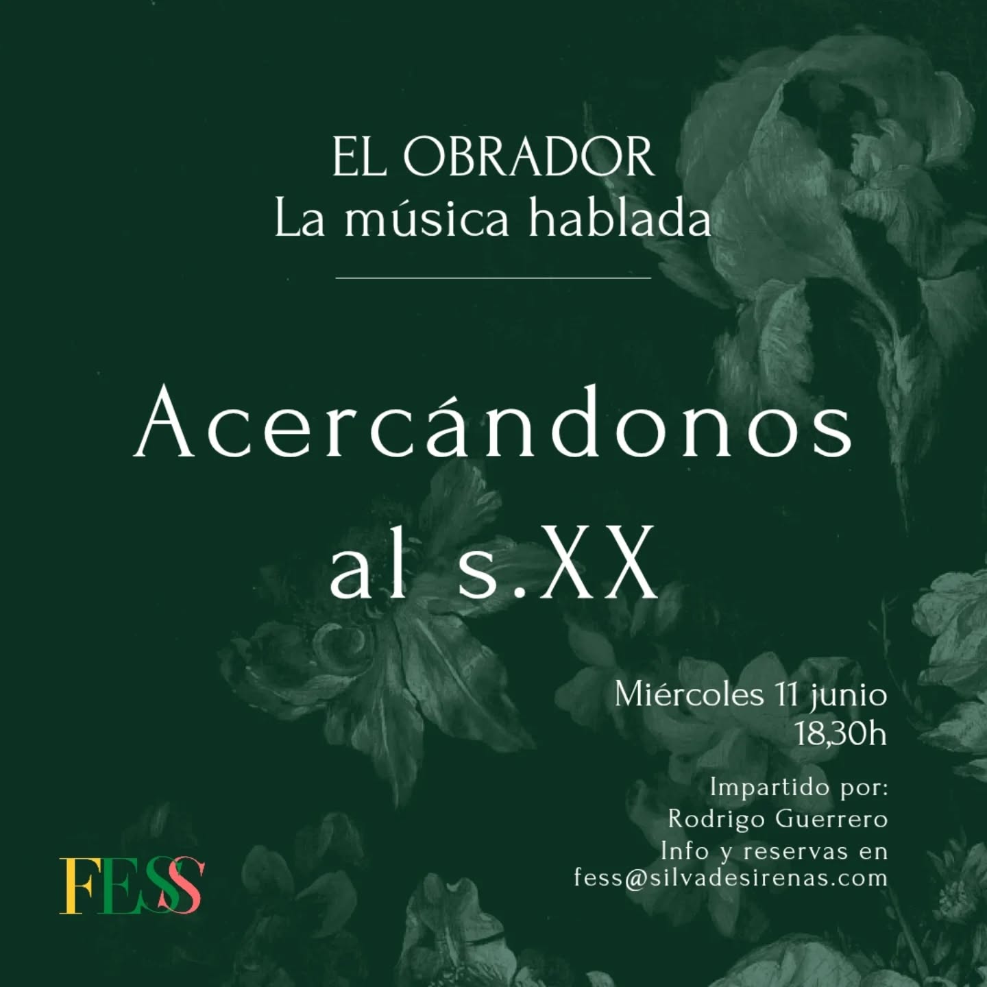 🎶Apúntate ya a la siguiente sesión de El Obrador, la música hablada.
Acercándonos al s. XX
📍Miércoles 11 de junio a las 18 30h
Más información www.silvadesirenas.com/actividades
➡️Inscripción en fess@silvadesirenas.com
_____
#ElObrador #SilvaDeSirenas #UnEspacioParaElArte @rodrigo_guerrero_elorza