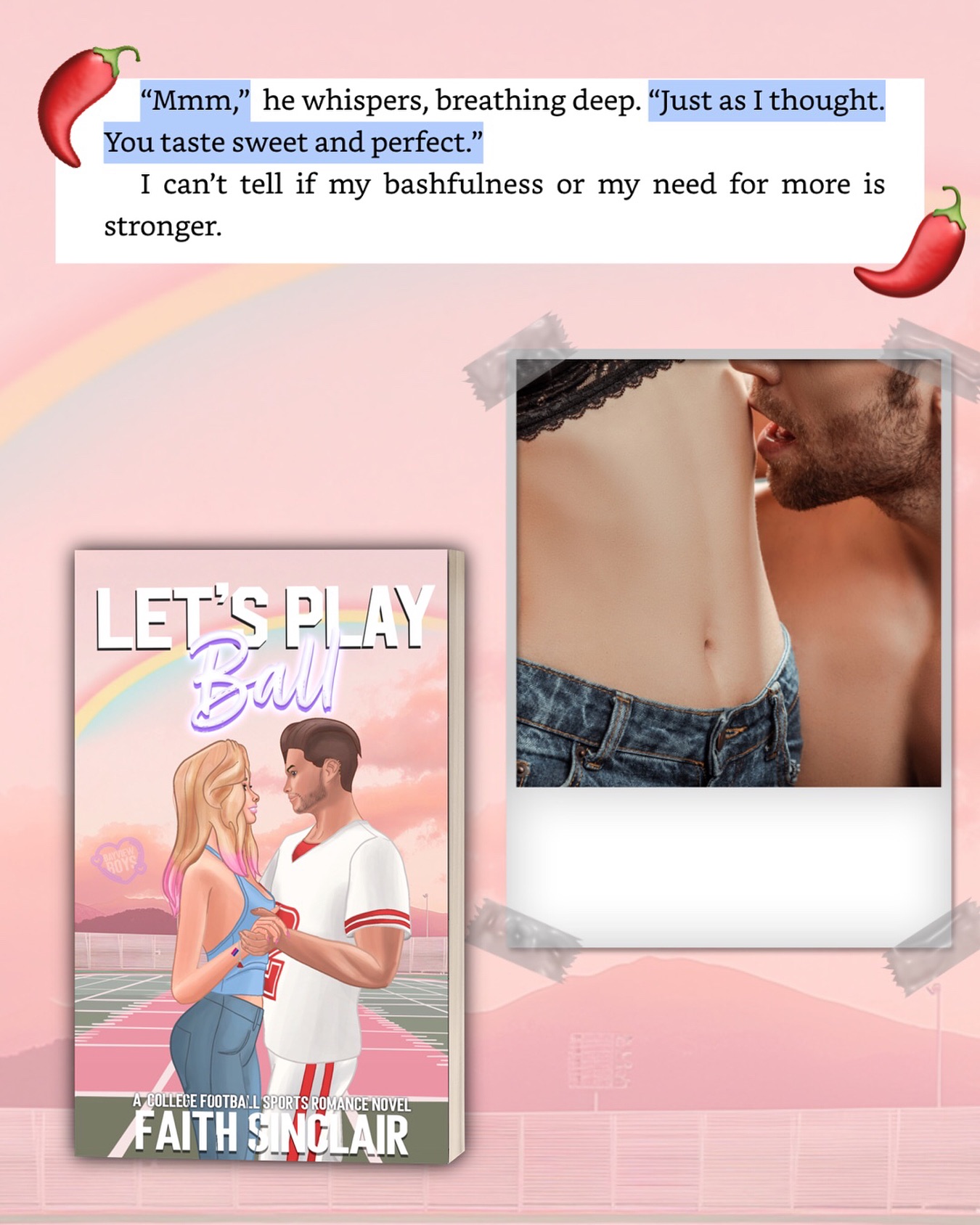You see the picture? That’s not what he’s tasting. You’ll have to read the book to find out what he is 👀
👄 ❓
🐈 ❓
😛
✨✨✨✨✨✨✨✨
Let’s Play Ball is an upcoming college sports romance between a quarterback and a performer with a secret identity.
It’s got
- Dislike to love
- Secret identity
- Football player x ballroom dancer and drag performer
- LGBTQ+ representation (bi FMC, gay side characters)
- He falls first
- Different worlds … maybe? 👀
- Fast burn once they figure their drama out
- Intellectual connection (but also, spice)
#bookstagram #romancebooks #sportsromance #sportsromancebooks #freebook #kindleunlimitedromance #faithsinclair #indieauthor #booklover #romanceauthor #romancereader