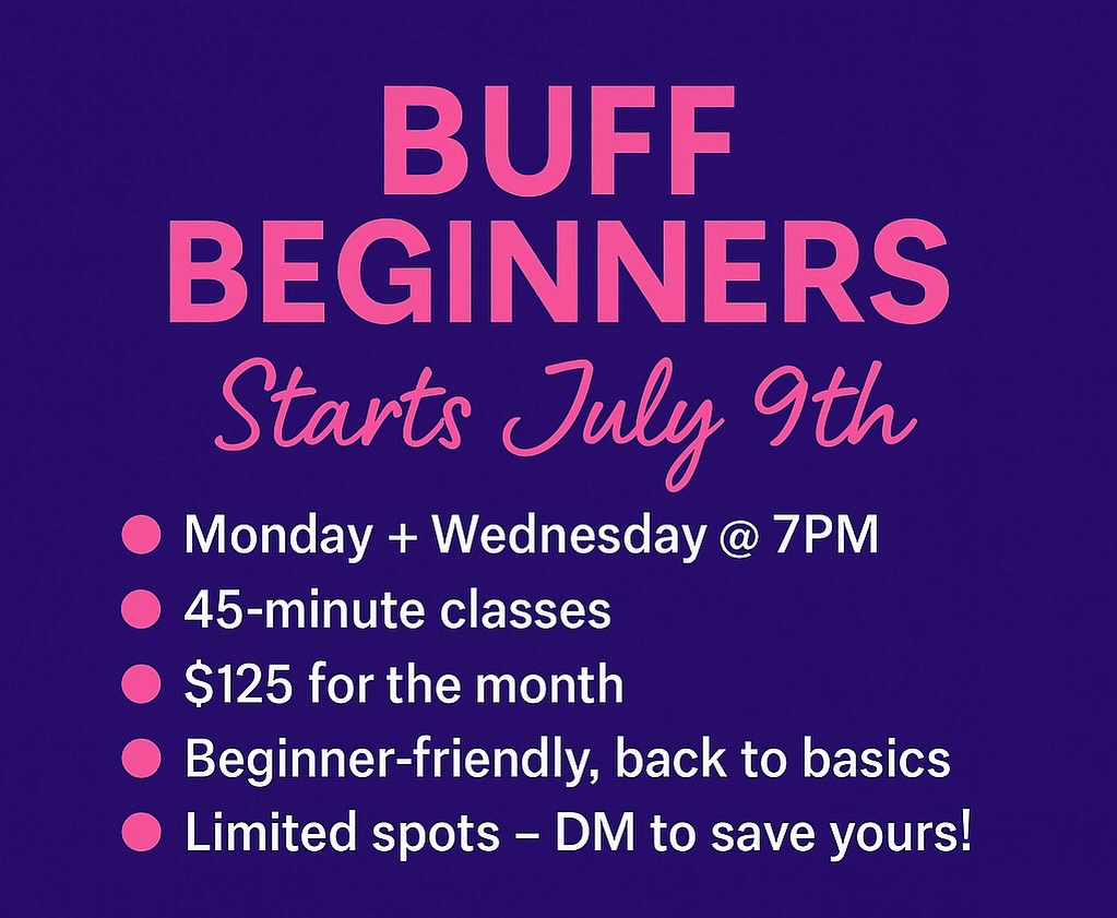New Session Starts July 9th!
Back to the basics, but better.
Perfect for beginners who want to feel strong, supported, and confident.
#buffbasics #beginnersworkout #fitness #thegirlsgonebuff #workoutfun #nola #chalmette #fitness #womensupportingwomen #womenspaces #buffbitches #getbuff #buffisbeautiful