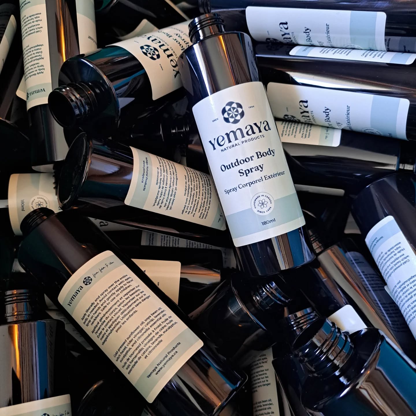 We have some new bottles to try and use up! They are black but they still look good! $22 or 2 for $40! #bug #bugspray #natural #handcraftedbyyemaya #yemaya #yemayanaturalproducts ##canada #canadian #ontario #summer #adventures