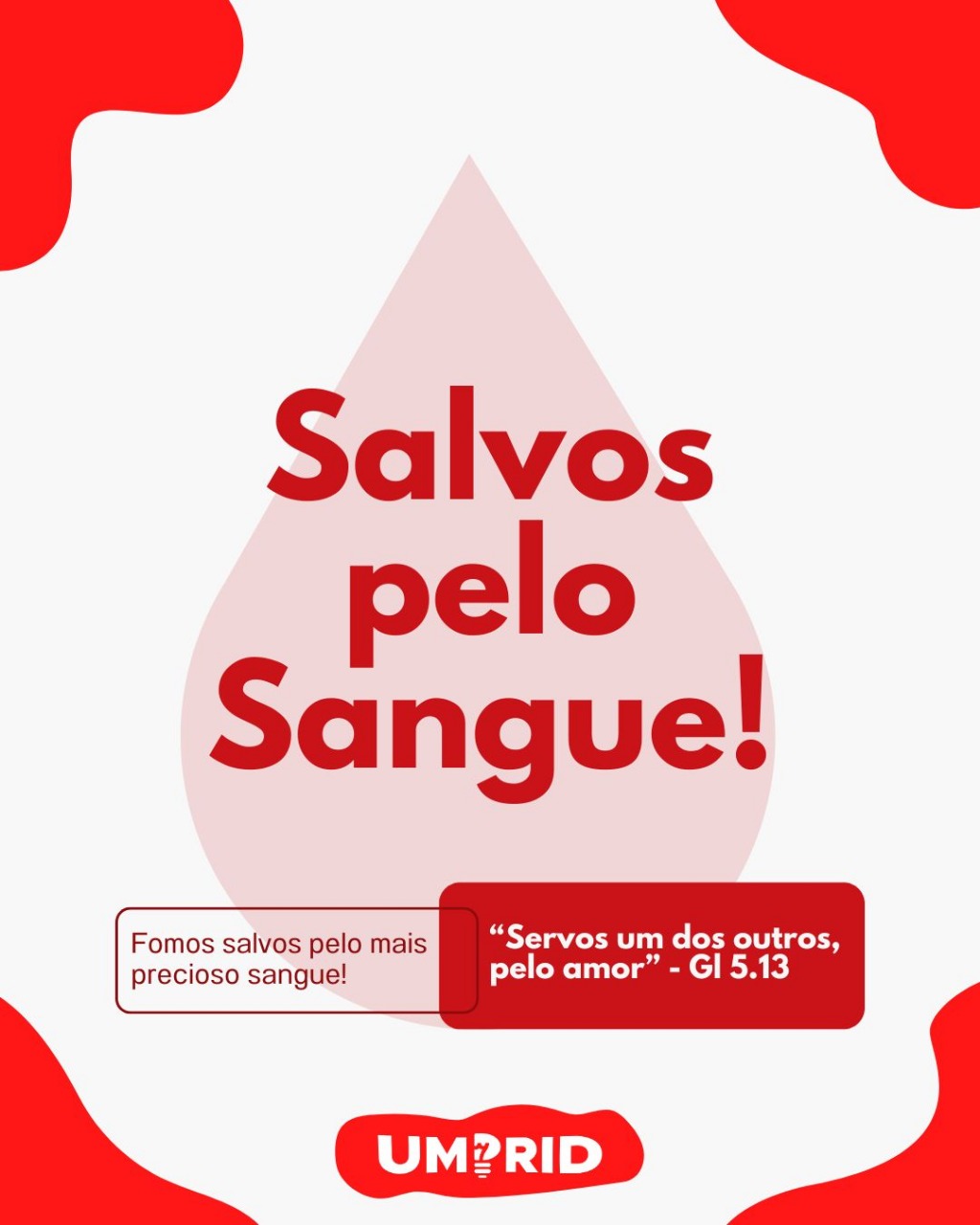 🩸 Salvos pelo Sangue 🩸
Você sabia que uma doação de sangue pode salvar até quatro vidas?
Infelizmente, os estoques seguem baixos… mas juntos podemos mudar isso.
Inspirados no sacrifício de Jesus, queremos te convidar a doar sangue e, se puder, se cadastrar como doador de medula.
É rápido, seguro e pode ser a esperança de alguém.
Chama os amigos, mobiliza sua igreja e use a hashtag #SalvosPeloSangue.
💬 O tempo de servir é agora. Vamos juntos?
#DoeSangue #SalvosPeloSangue #FéEmAção #IPB #UMP #jovenscristãos #jovens
