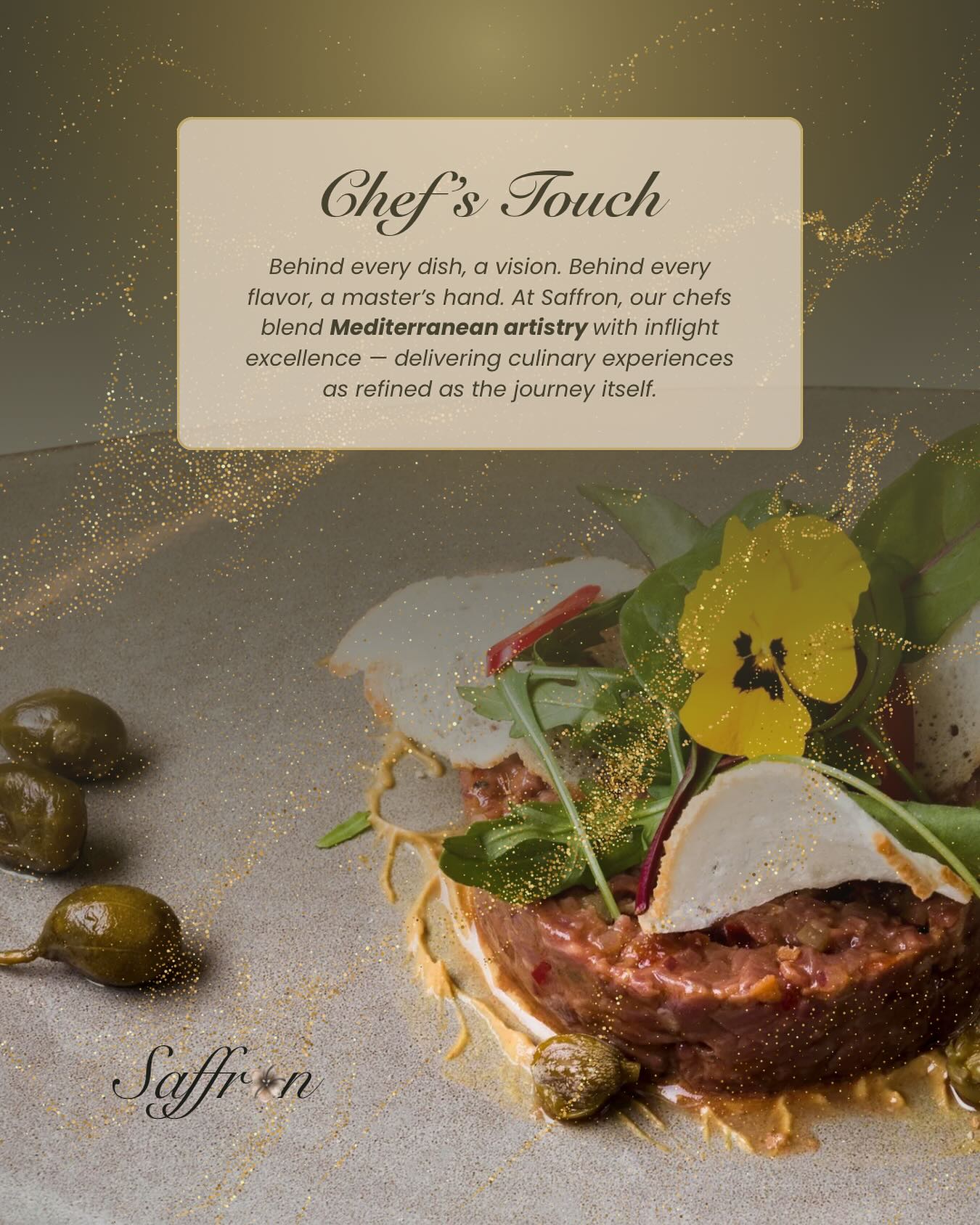 The Journey Begins Before Takeoff 🛫✨
In the world of private aviation, luxury isn’t just about where you’re going — it’s about how you experience the journey.
At Saffron, we believe flavor should travel with elegance. That’s why every dish we create is rooted in Mediterranean heritage and elevated by the hands of our expert chefs.
Refined, balanced, and meticulously curated — our inflight menus are designed to impress at altitude and beyond.
Because true sophistication is tasted, not told.
📧 orders@saffron-vip.com
#SaffronDining #InflightExcellence #PrivateJetCatering #MediterraneanFlavors #LuxuryInTheSky #GourmetTravel #ElevatedCuisine #jetsettaste