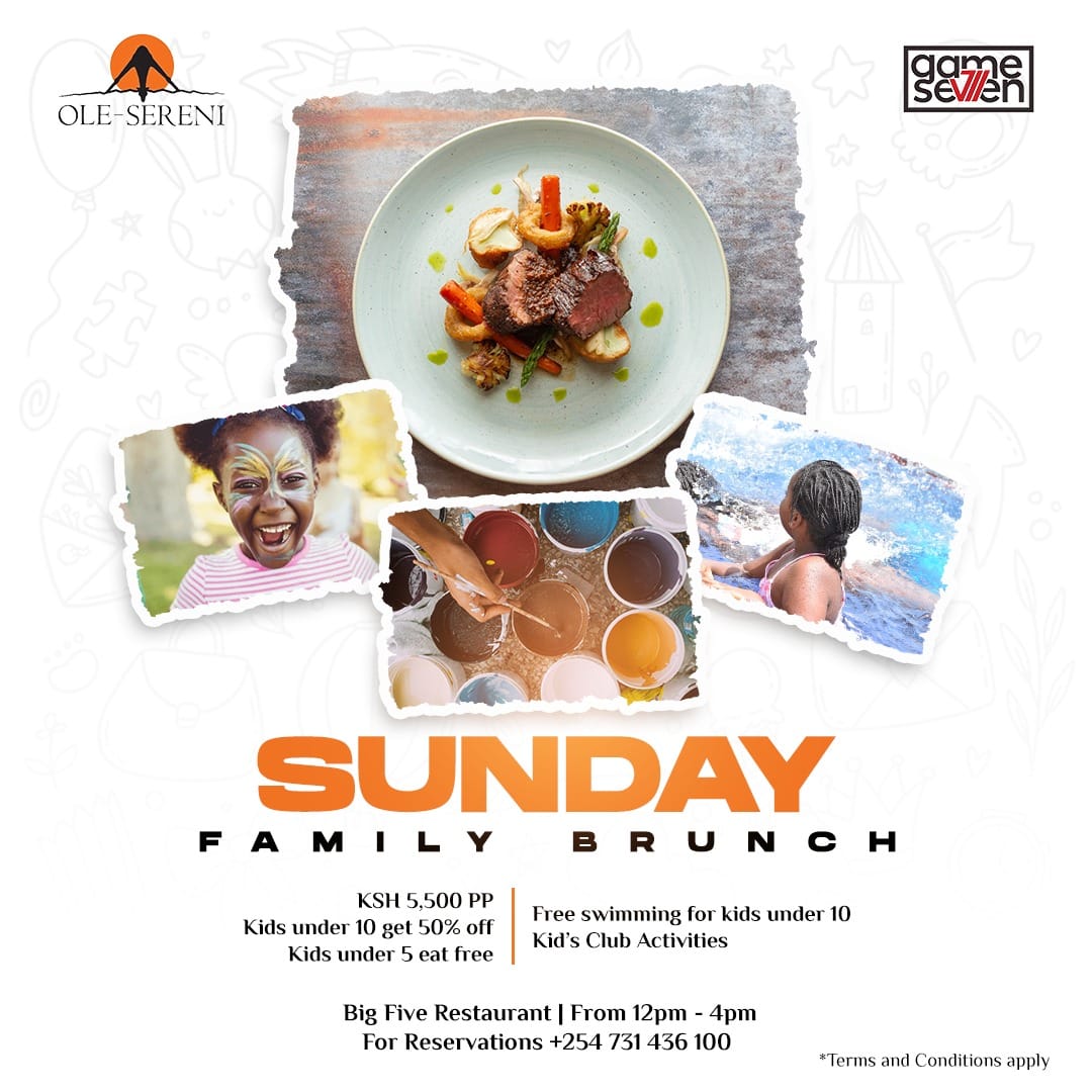 Join us tomorrow at Big Five Restaurant for a Sunday Brunch experience like no other. From live cooking stations and an exceptional variety of offering to kids activities, it's an unforgettable experience. Reserve your table today!From 12:00 pm to 4:00 pm
Every Sunday | Big Five Restaurant
Ksh. 5,500 PP | 50% off for kids under 10 | Free for kids under 5
Free Swimming for kids under 10
Live Music | Kids ActivitiesTo reserve a table, call +254 731 436 100.#OleSereni #BigFiveRestaurant #SundayBrunch