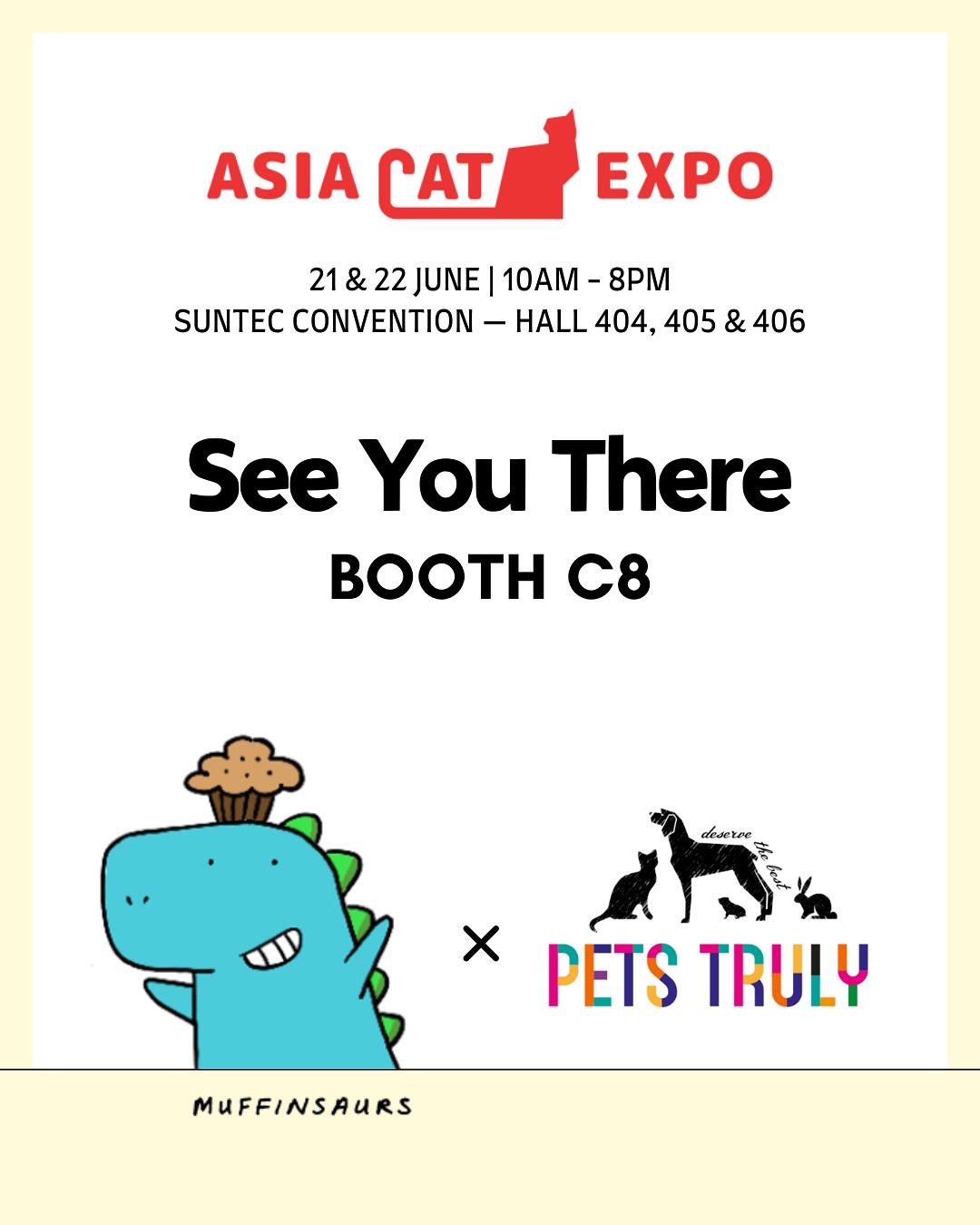 โผ๏ธ ๐๐ฟ๐ฟ๐ฒ๐๐ถ๐๐๐ถ๐ฏ๐น๐ฒ, ๐ป๐ฒ๐๐ฒ๐ฟ ๐ฏ๐ฒ๐ณ๐ผ๐ฟ๐ฒ ๐ฑ๐ฒ๐ฎ๐น๐ this Asia Cat Expo 2025 only at Booth C8 Muffinsaurs
Drop by @muffinsaurs @asiacatexpo for exclusive deals you donโt want to miss - Pets Truly full range + extremely talented @muffinsaurs cat toys, enamel pins, stickers and many more!
21 & 22 JUNE | 10AM - 8PM
Suntec Convention โ Hall 404, 405 & 406