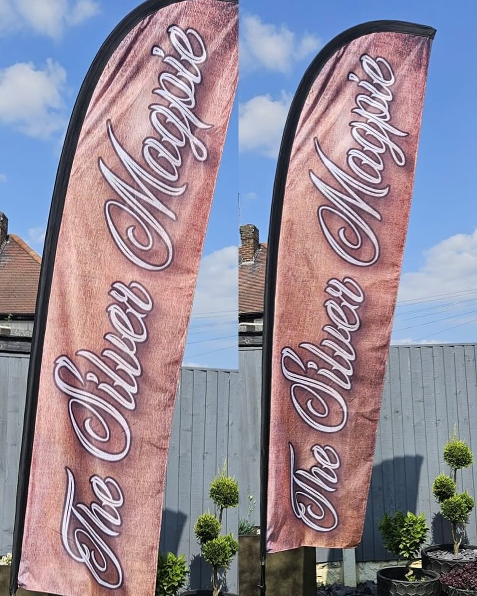 Double sided feather flag delivered today! #designforprint #branding