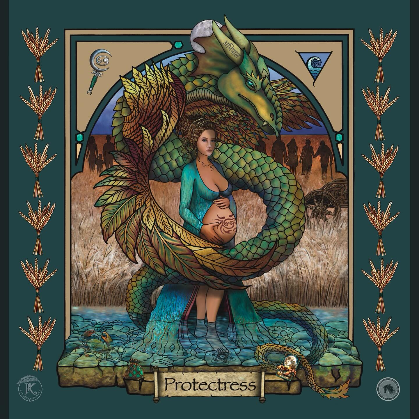 This month (June) we are journeying with the Protectress ♋️
She reclaims the sanctity of FAMILY- which leads to reclaiming the sanctity of life. Feeling safe in the body and world arises from the nurturing container of family.
💧She is born from the constellation Cancer
💧Her Element is Water
💧Her Matron Goddess is Demeter
💧Her Weapon is Sickle
💧Her Ally is the Wreath of Wheat
💧Her Medicine Plant is Wheat
💧She Shapeshifts into Flying-Serpent
💧Her Tarot Card is the Chariot
💧Her Stone is Emerald
💧Her Sanskrit Word is Protector
💧Her Test & Strength is Surrender
Which bones of the Protectress do you resonate with?
Art by @katushka.designs 🙏
#protectress #warrioress #cancerastrology #cancerian #mother #emerald #demeter #waterelement #shamanicjourney