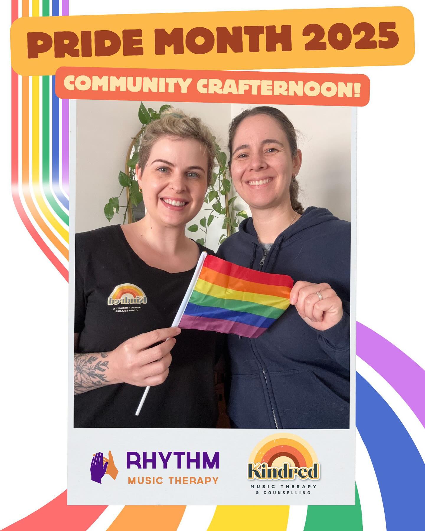Happy Pride Month from @kindredmusictherapy and @rhythmmusictherapy!
To celebrate and advocate for our fellow rainbow members of our community, we are glamming up the clinic space and turning our stepping stones rainbow! 🌈
So if you’re a member or ally of the LGBTQIA2+ community come and join us this month, meet some other members of the community and help turn Rhythm and Kindred rainbow!
Keep an eye on your inboxes for more details.
❤️🧡💛💚💙💜