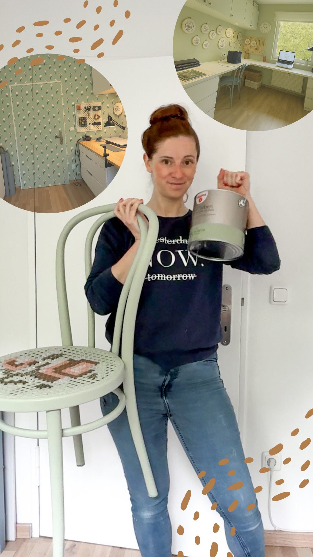 ChatGPT als Einrichtungshilfe 🧑🎨
Ich wollte schon lange ein bisschen Farbe in meinem Arbeitszimmer und habe dafür die KI um Unterstützung gebeten. Die Ergebnisse waren ganz cool. Von euch habe ich aber den Hinweis bekommen, dass zuviel Farbe das Licht beeinflussen kann. Also hab ich die Farbe erst mal nur an einer Wand ausprobiert. Bei @bauherrlich und @easyalex habe ich schon häufiger das #frogtape gesehen und wollte das unbedingt mal ausprobieren. Das klappt wirklich richtig gut und die Kanten werden super scharf.
Jetzt ist nur noch die Frage, was ich mit der Tür mache. Streiche ich sie mit dem passenden Möbellack oder lasse ich die Stickrahmen hängen und befülle sie mit ein paar schönen Motiven? Was würdet ihr machen?
Mit dem Stichwort MALERN schicke ich dir gerne meine Liste mit sämtlichen Materialien und der Farbe, die ich verwendet habe. #affilate
#nähzimmereinblick #nähzimmer