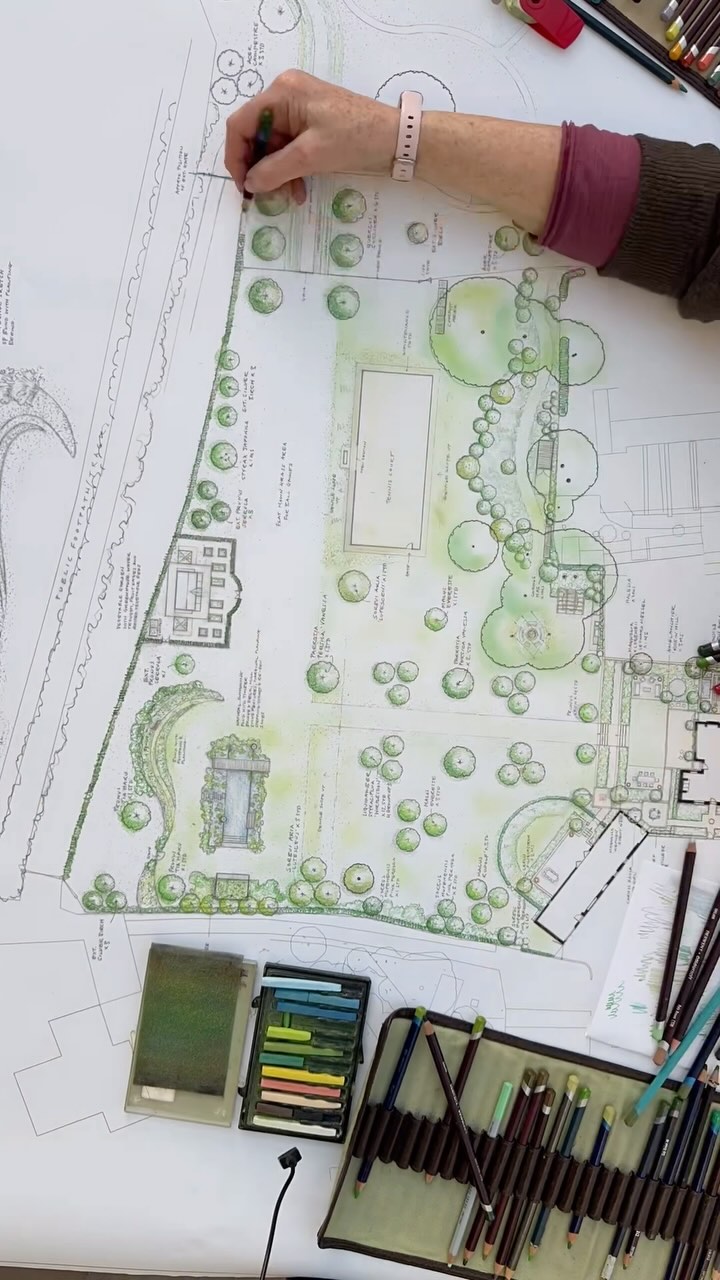 Bringing a plan to life, spent a happy afternoon colouring ☀️✍🏻#gardendesign #colouringin #fiboylegardendesign #designdrawing