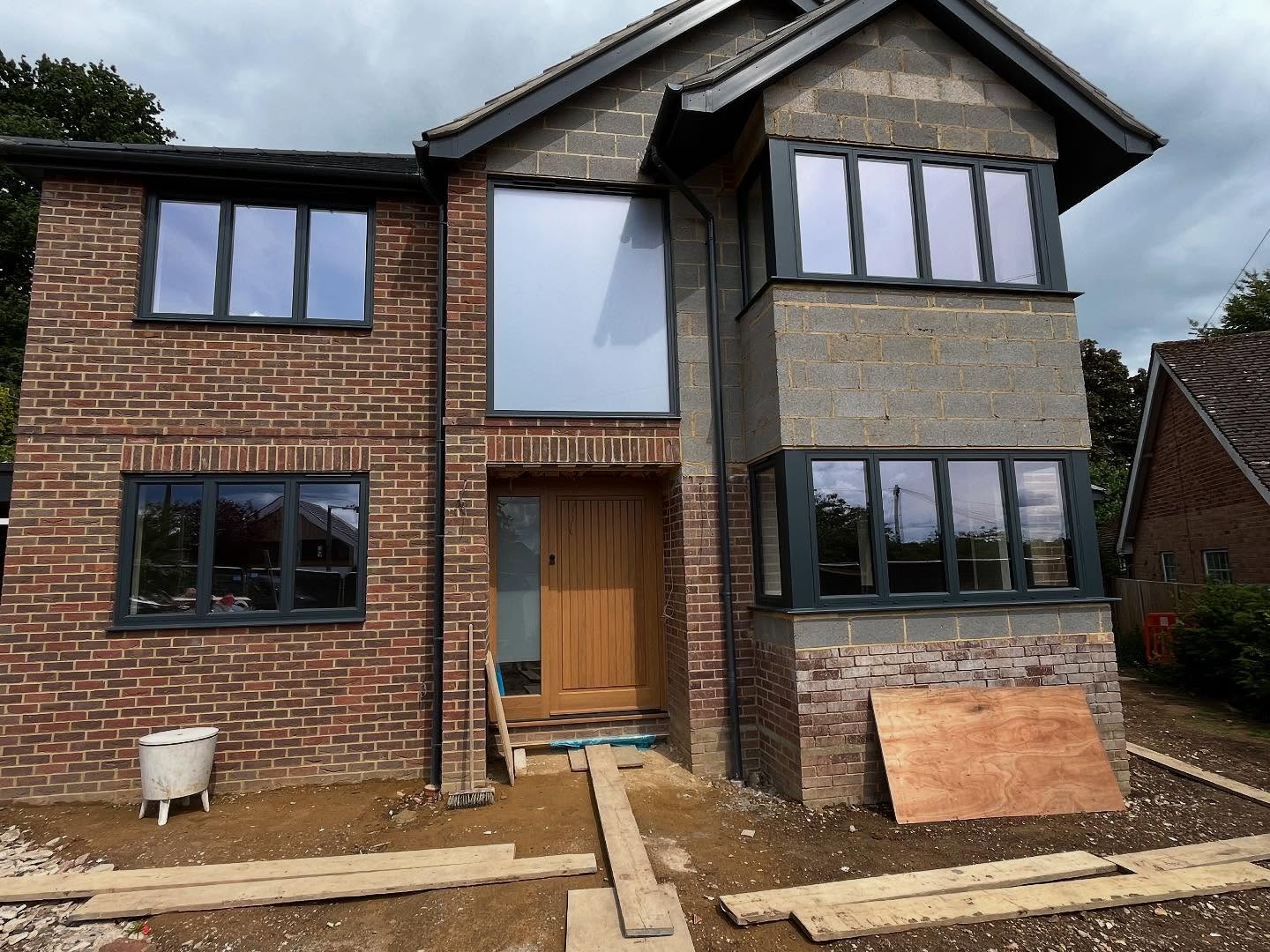 Progression on the house build the screed has been laid on the ground floor new front door and side door installed first fix plumbing on ground floor shower room done ready for tiling and 2nd fix electrics well underway. #alderson #building #house #build #plumber #plumbing #tiling #screed #electrics #electrian #doors #windows