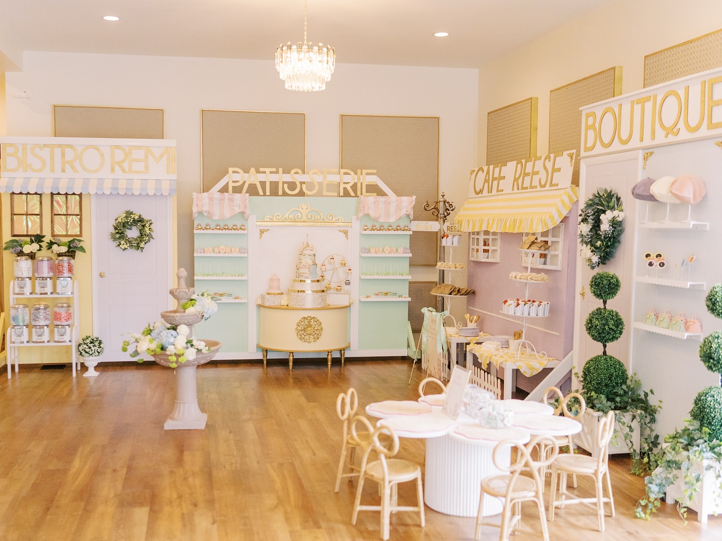 Reese & Remington’s 1st birthday was a Parisian delight!
Based at the intersection of Rue de Reese and Rue de Remi, our Paris street scene included Cafe Reese offering a series of French culinary delights, Bistro Remi offering guests candy and favors, a shoppable Boutique with a custom beret making station, and finally a Patisserie overflowing with sweet treats and an incredible cake featuring all the details of the party!
From the custom berets designed by each guest, to the Eiffel Tower ball pit, perfume cube centerpieces, adorable balloon animals, designer inspired purse gift bags, lush florals and so much more - we had a blast dreaming up and delivering this celebration!
#firstbirthdayparty #1stbirthday #parisstyle #parisianvibes #paris #eventplanner #eventdesigner #eventdesign
Design, Planning & Storefronts: Heleringer Events (@heleringerevents)
Venue: The Prologue (@theprologuevenue)
Photographer: Kentucky Heirlooms (@kentuckyheirlooms)
Videographer: Kellie Joy Films (@kelliejoyfilms)
Florist: Ronda Stumler Designs (@rondastumlerdesigns)
Children’s Rentals: Proparazzi (@proparazziparties)
Catering: The Exchange (@exchangeforfood)
Linens: Nuage Designs (@nuagedesignsinc)
Cake: The Mixing Bar (@themixingbar)
Desserts: Cookies by Penny (@cookiesbypenny)
Balloon Artist: Balloon Artist Theia (@balloon_artist_theia)