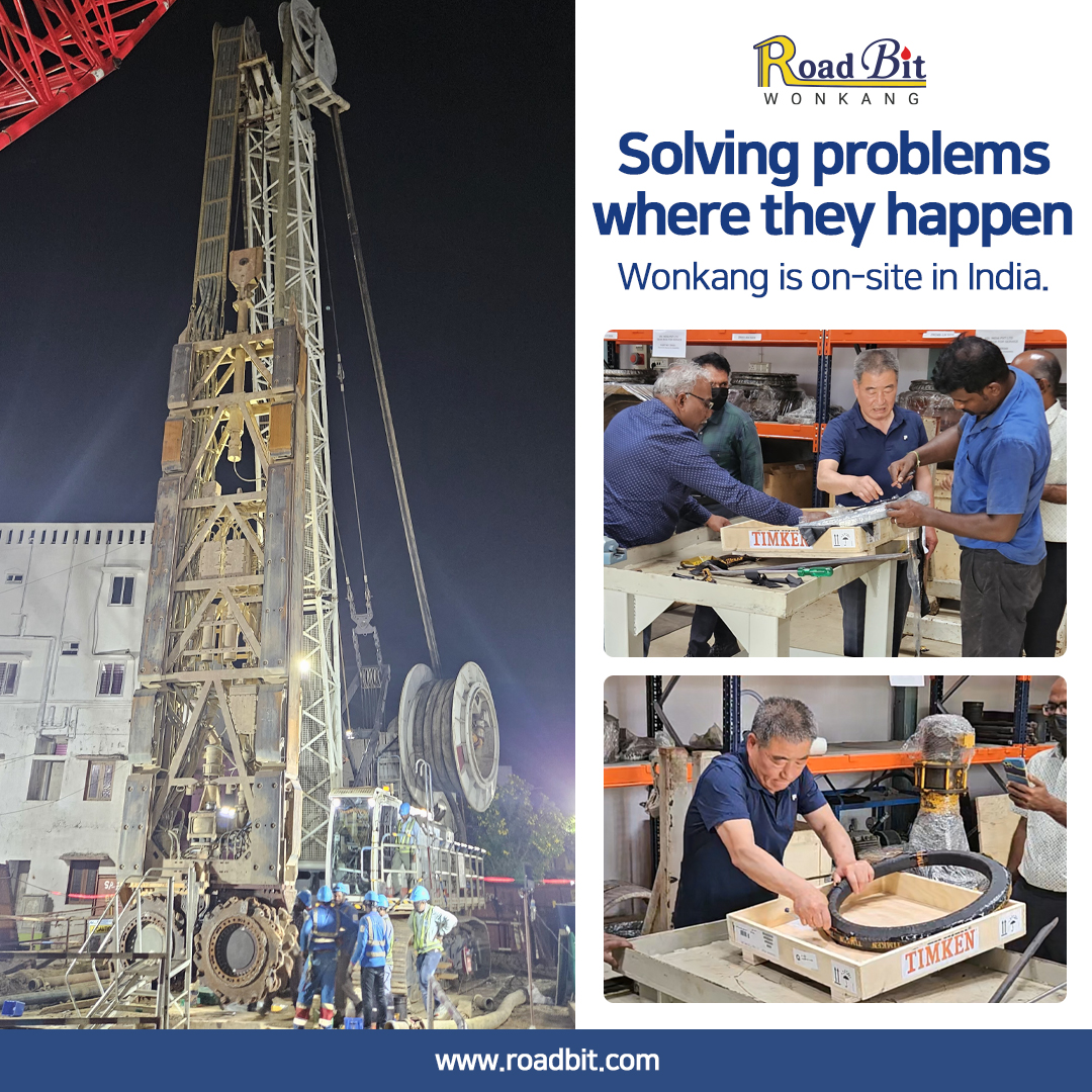 Solving problems where they happen - Wonkang is on-site in India.
www.roadbit.com
#Diaphragmwall #Slurrywall #trenchcutter #BC30 #BC32 #BC35 #BC40 #cutterteeth #gearbox #mudpump #korea #wonkang #roadbit #cuttingwheel #BCF10 #BCF9 #spareparts #Mechanicalseals #Damper #Gearing #Complete #Assembly #roadheader #pick #tunneling #1500mm #bearing