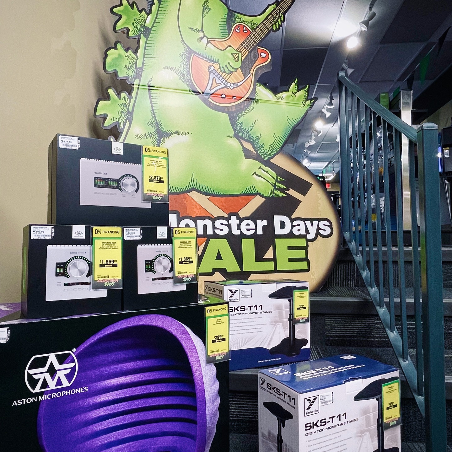 Monster Days have returned to Long & McQuade's Studio location at 935 Bloor Street West, running through the end of June. This is your chance to snag top-tier gear with 0% financing for 6 months.
Featured Deals:
• Desktop Apollos – On Sale Now!
Elevate your setup with these powerful audio interfaces. Compact yet robust, they're perfect for both home studios and professional environments.
• Aston Halo – Special Price: $299
Achieve pristine vocal recordings with this innovative reflection filter.
• Yorkville SKS-T11 – Only $99
These desktop stands are super handy and built to last. Ideal for small spaces, they provide sturdy support for your monitors.
The Lewitt LCT 1040 is a standout choice. We've compared it to classics like the U67 and C12V, and it holds its own with ease. Plus, it features a FET circuit that you can blend with the tube signal or use independently along with selectable polar patterns. Available now for $4,719.99.
Here are two of the most iconic channel strips on offer:
• Avalon 737sp in special edition blackface, this mic pre is a staple among some of R&B’s most renowned producers.
• Millennia STT-1
Known for its pristine and clean sound, it's a hit-ready choice for discerning professionals.
Wanna Save $5,000?! The Apogee Symphony I/O Mk II is now available for just $3,999—saving you $5,000 off the regular price. With 16 I/O channels, it's the perfect studio centrepiece.
The Neumann M49V is a modern reimagining of the classic tube microphone from the 1950s and '60s. Renowned for its rich, warm tone, it's a must-have for serious studios. The M49V Set is now available for $11,995.
The ATC SCM150s are renowned for their sonic purity and linear response. If you're aiming to hear every detail in your mixes, these monitors are a game-changer. $14,099ea. Divide by 6 with 0% interest and the possibilities are limitless!
The 5088 is Rupert Neve’s culmination of a lifetime of engineering excellence. This analog console offers unparalleled tone and character, making it a true masterpiece for any studio. Call us at 416-928-6434 to discuss how we can make this console yours.
Monster Days is the perfect time to invest in your sound.