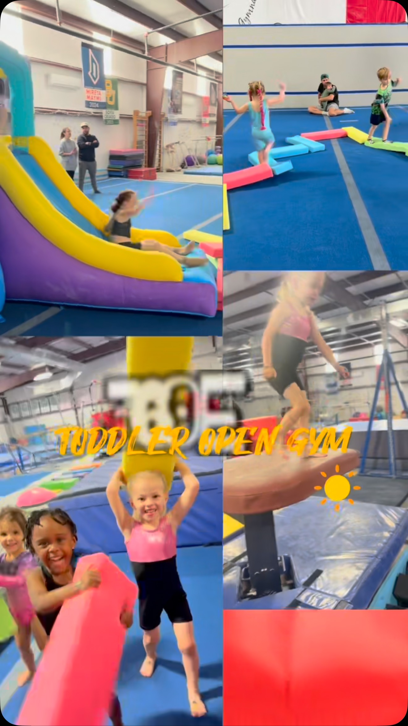 Come join us for Toddler Open Gym this Sunday! 🎉
Bring your little ones for a morning full of fun — we’ll have a bounce house, obstacle courses, open gym playtime, games, toys, and bubbles galore! 💜
Perfect for letting out some energy and making new friends. We can’t wait to see you there!
🗓 Sunday | ⏰ 10:00–11:30 AM
📍360° Elite Gymnastics
$10 cash or Venmo: @Karen-360Elite
#ToddlerFun #OpenGym #BounceAndPlay #360Elite #GymnasticsForAll #SundayFunday #BubbleParty